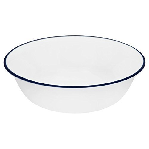 Corelle Livingware Classic Café Blue 18-Oz Soup & Cereal Bowls, Set of 4 - Durable Porcelain Dinnerware for Everyday Use, Microwave & Dishwasher Safe - Perfect for Breakfast, Soup, Salad & Dessert Serving