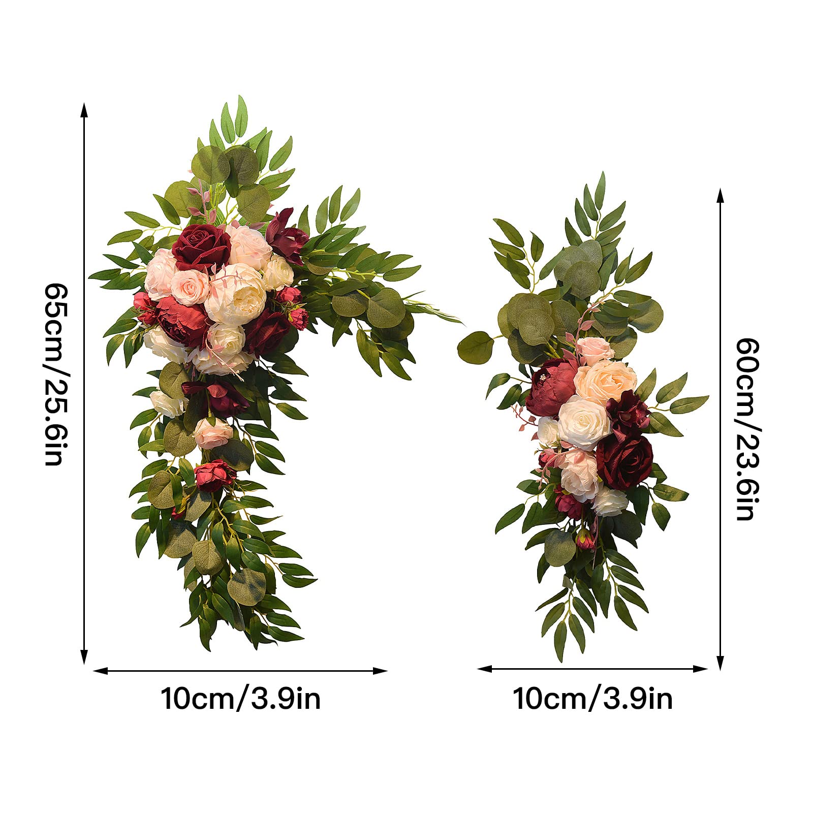 2 Pack Artificial Rose and Peony Flower Swag - Wedding Arch Floral Decor with Green Leaves, Perfect for Wedding Arches, Walls, and Table Centerpieces - Elegant Home and Event Decoration