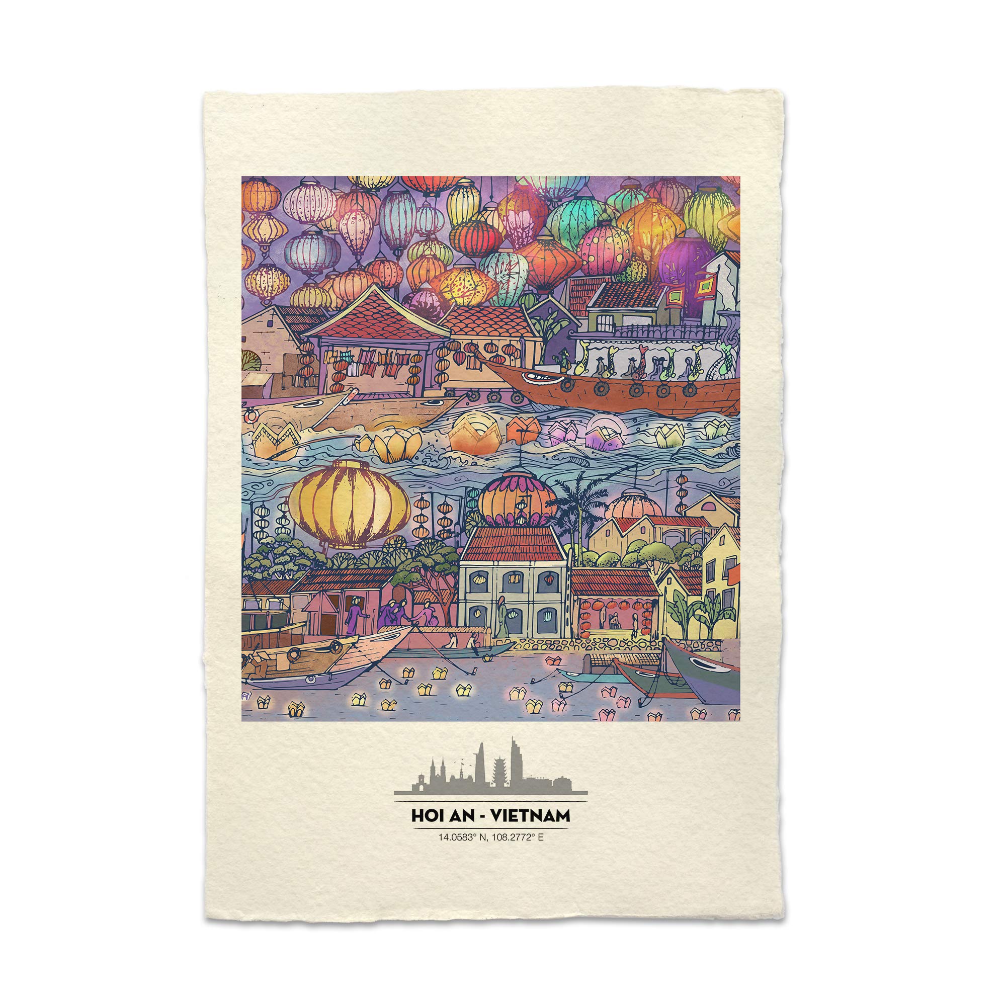 Vietnam HoiAn at Night Paper Poster - Vintage Wall Art for Home & Office Decor