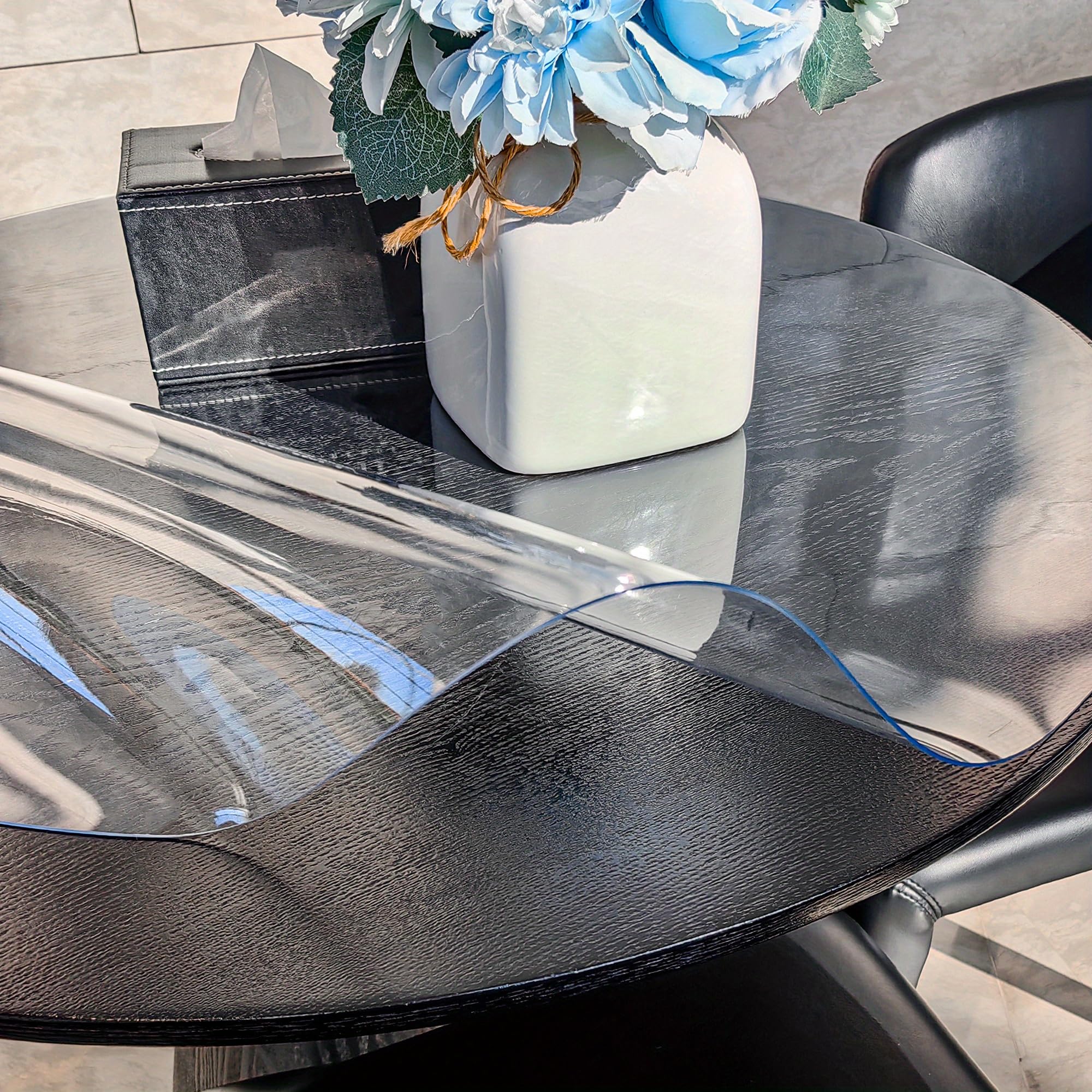 42 Inch Round Clear Plastic Dining Table Protector - 2mm Thick Waterproof PVC Tablecloth, Vinyl Circle Table Top Cover for Coffee Table, Kitchen & Dining Room - Scratch Resistant & Easy to Clean for Daily Use