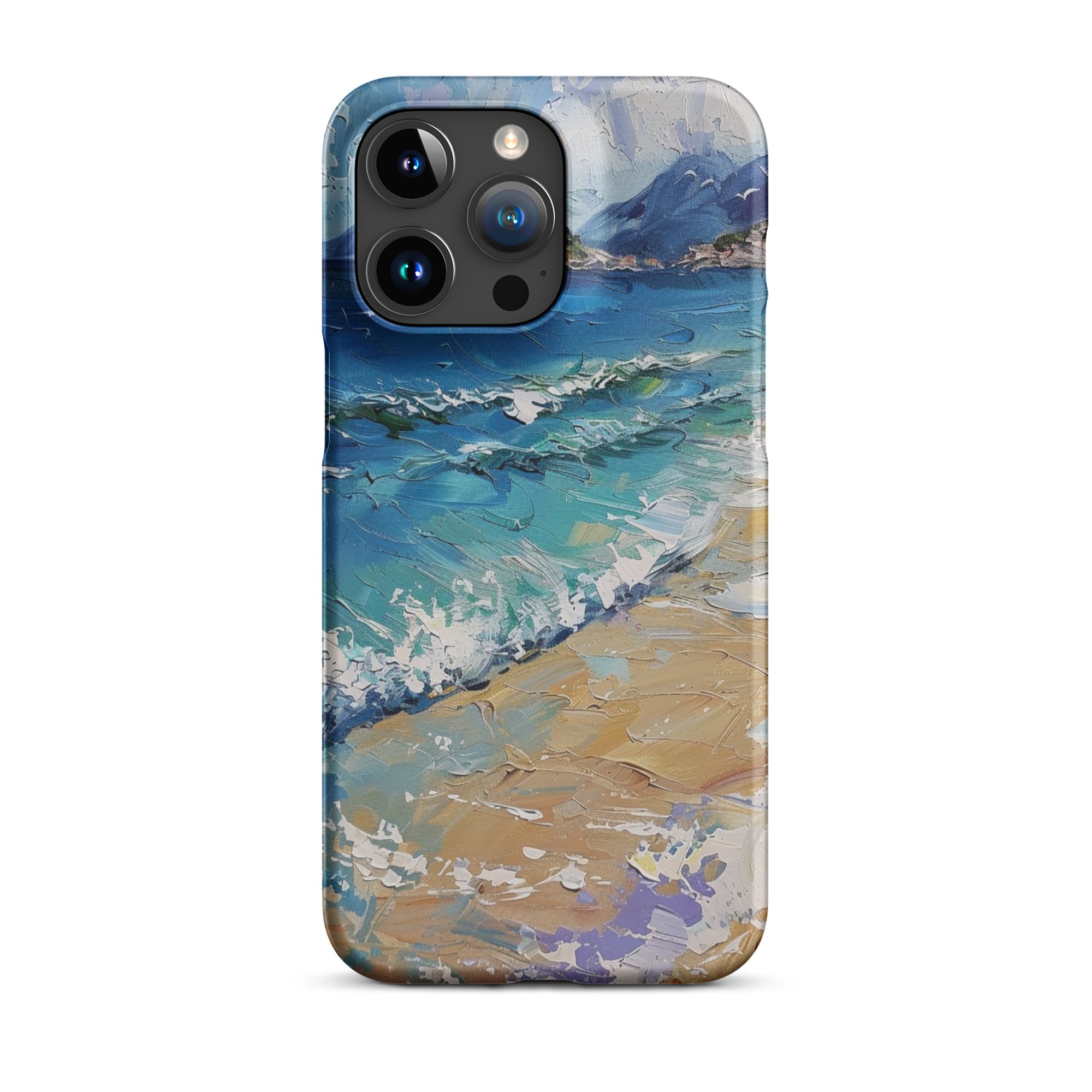 Waterproof Beach Painting Snap Case for iPhone 14/13/12/11 Pro Max - Artistic Summer Design, Shockproof Protective Phone Cover for Vacation, Pool Party & Outdoor Activities