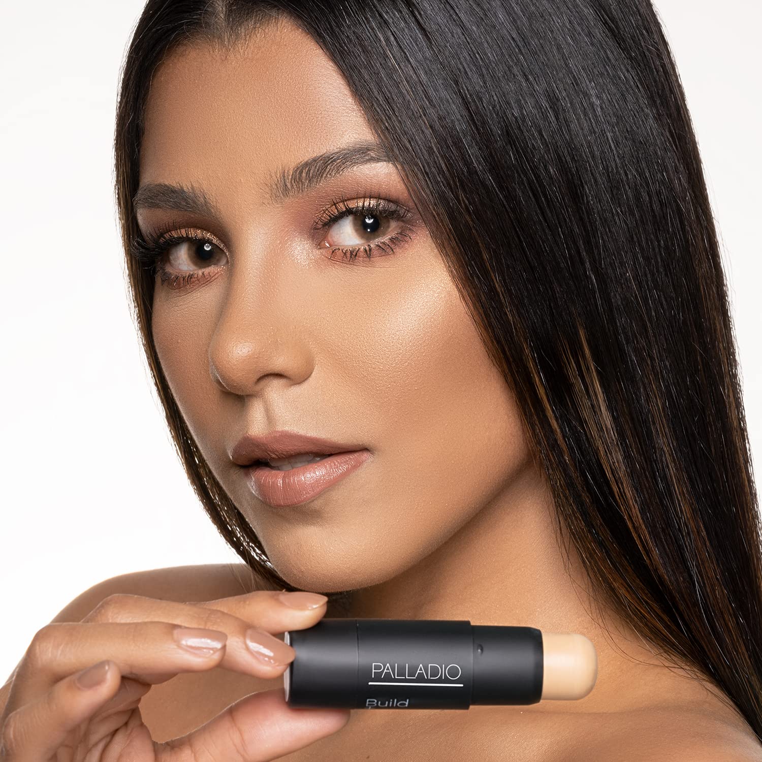 Palladio BUILD + BLEND Foundation Stick & Contour Stick for Face - Professional Makeup for Flawless Coverage, 0.25 Oz (Cinnamon) - Ideal for Everyday Wear, Photo Shoots & Special Occasions