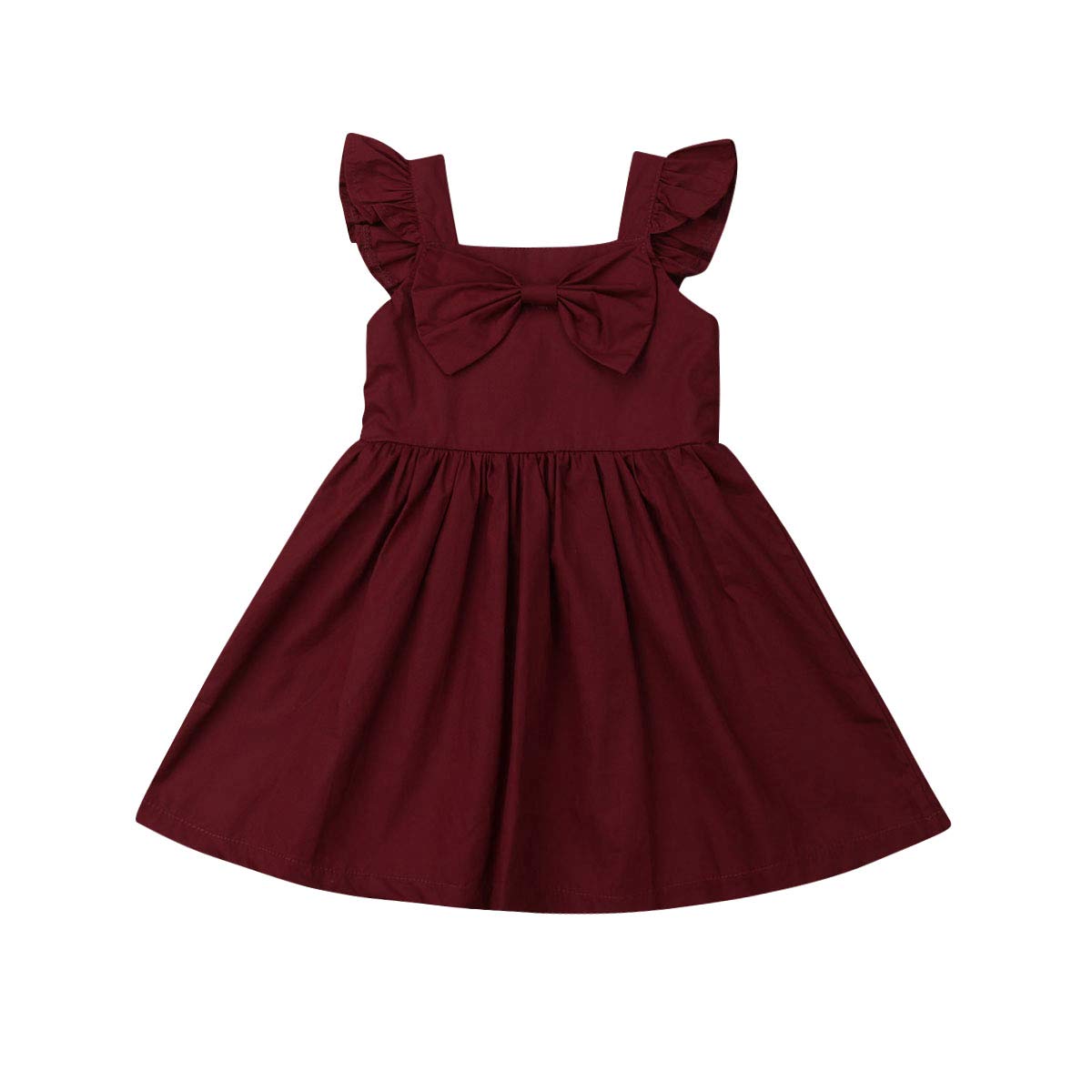 Toddler Baby Girl Sleeveless A-Line Dress with Red Bowknot - Princess Party Summer Outfit (80CM) - Perfect for Birthday Celebrations, Photo Shoots & Special Occasions