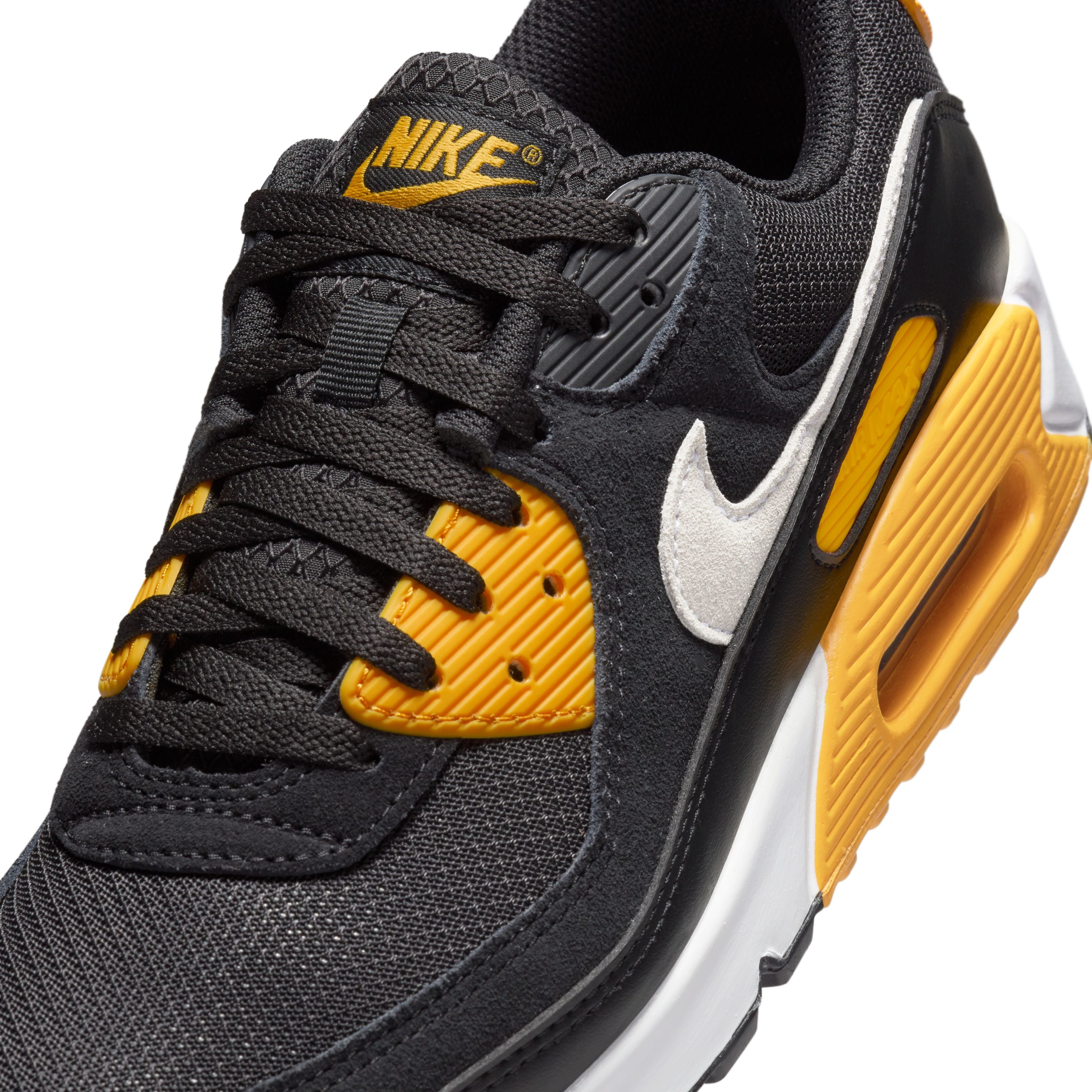 Nike Air Max 90 Men's Running Shoes - Black/University Gold Colorway - Comfortable Cushioned Sneakers for Jogging, Gym Workouts & Casual Streetwear