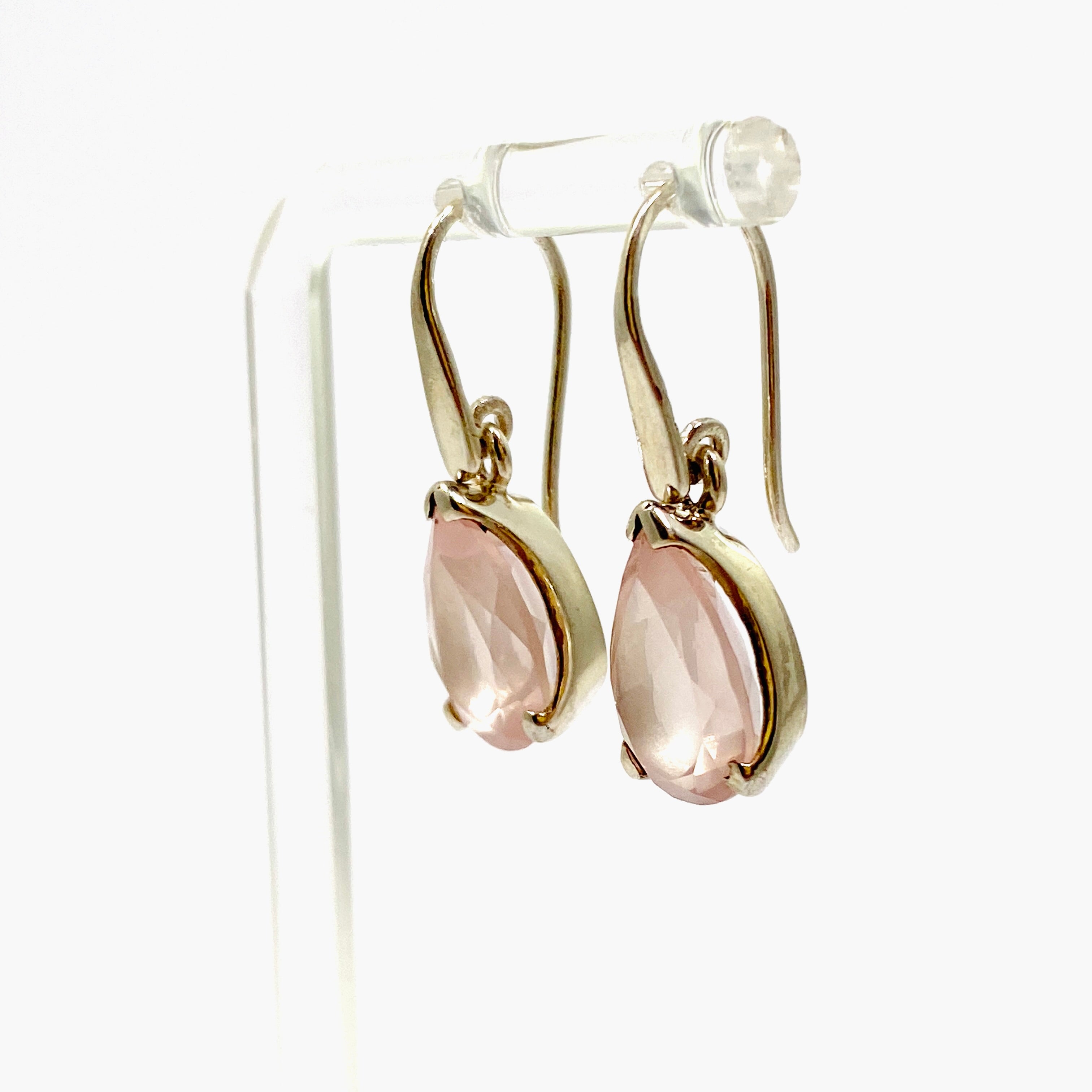 Rose Quartz Teardrop Faceted Earrings for Women - Dainty Crystal Drop Dangle Jewelry - Perfect for Wedding, Party & Everyday Wear