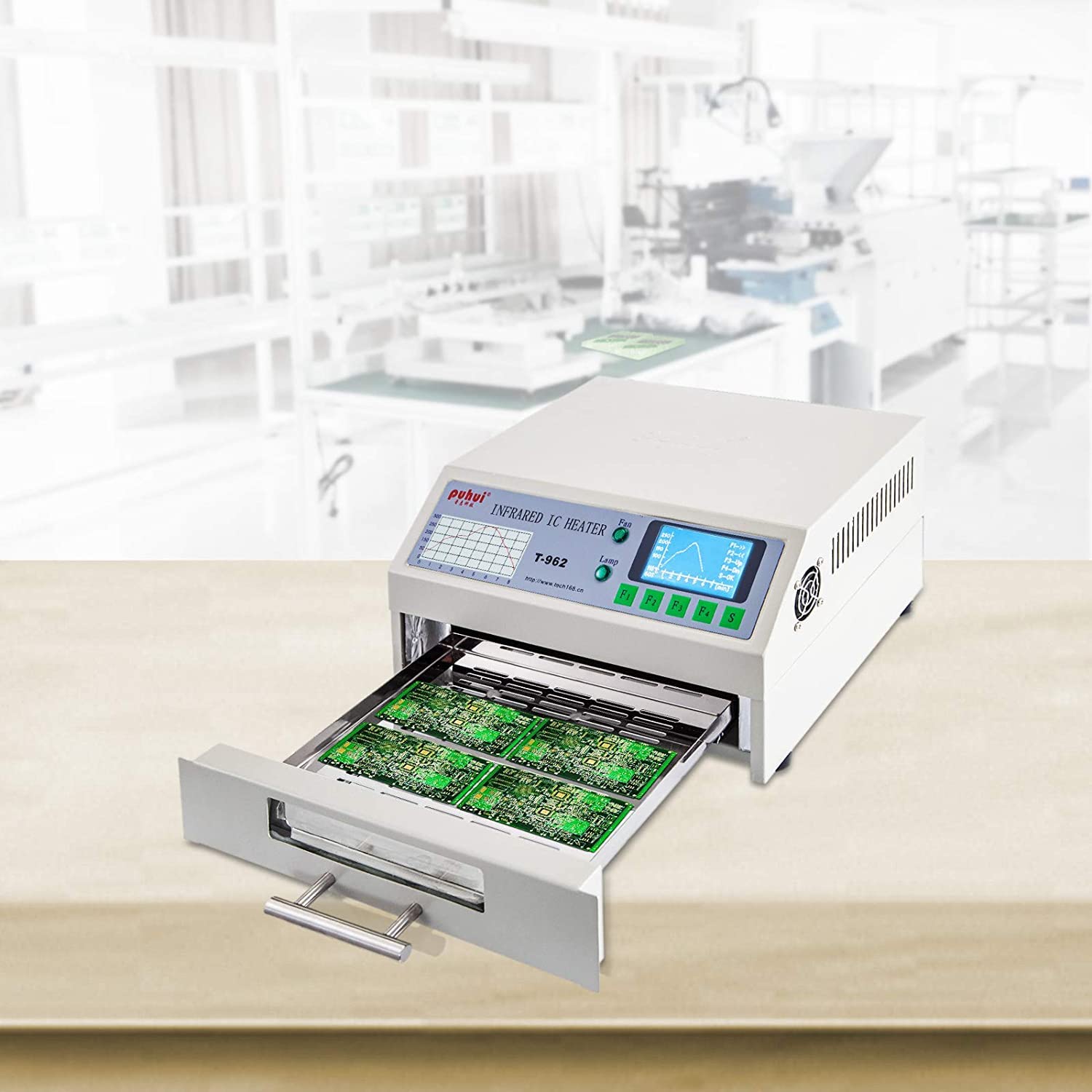 VEVOR T962 110V Reflow Oven - 800W Professional Infrared Soldering Machine with 180x235mm Heating Area | Automatic PCB Reflow for DIY Electronics & SMD Repair | Perfect for Hobbyists and Small Workshops
