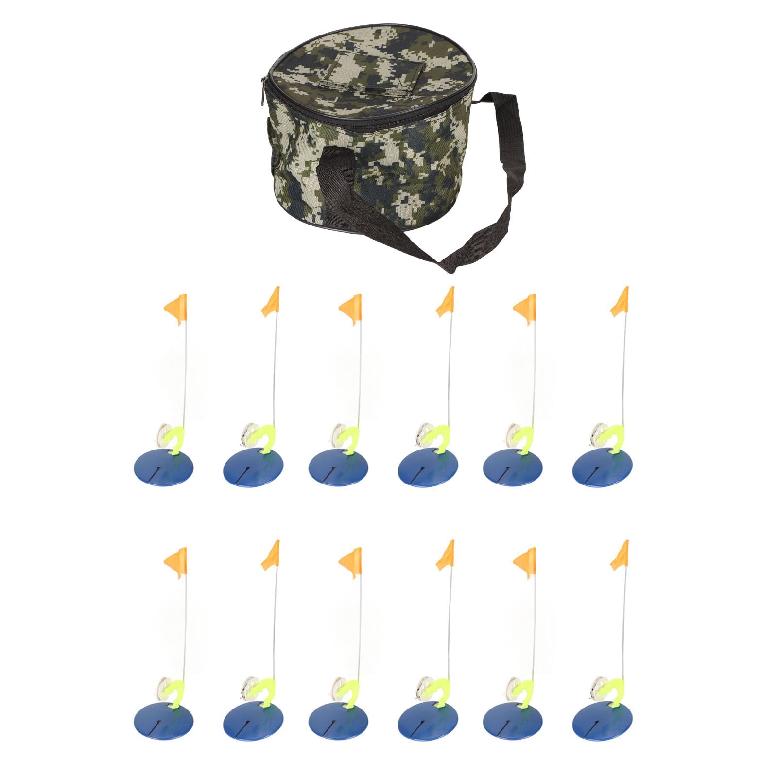 6-Piece SUNGOOYUE Ice Fishing Flag Kit - Portable Winter Fishing Rod Indicator Flags with Base for Ice Angling | Ideal for Ice Fishing, Winter Outdoor Activities & Cold Weather Adventures