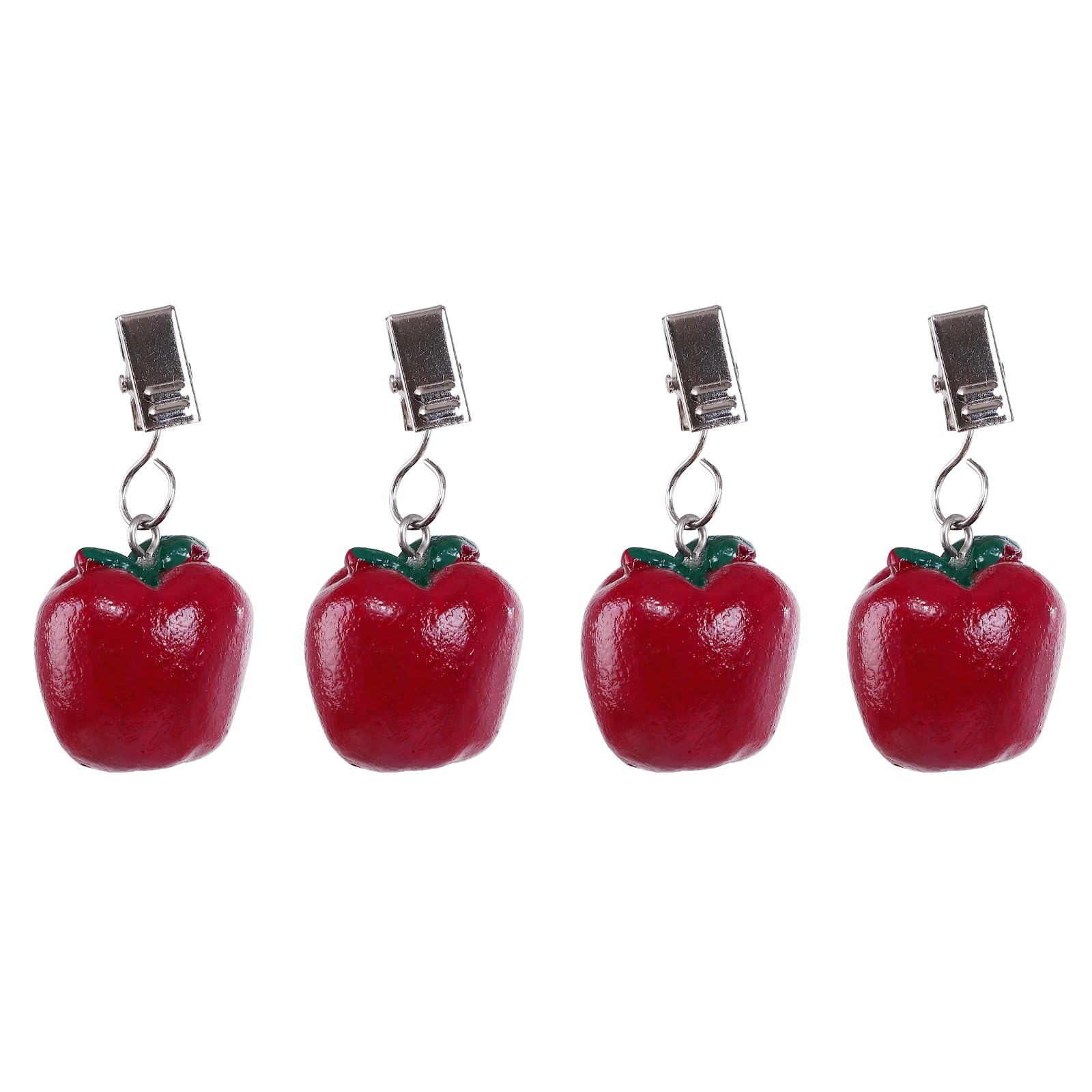 TwoFish Home Set of 4 Resin Red Apple Tablecloth Weights - Decorative Table Clamps for Outdoor Picnics, Garden Parties & Home Decor (Pack of 4)