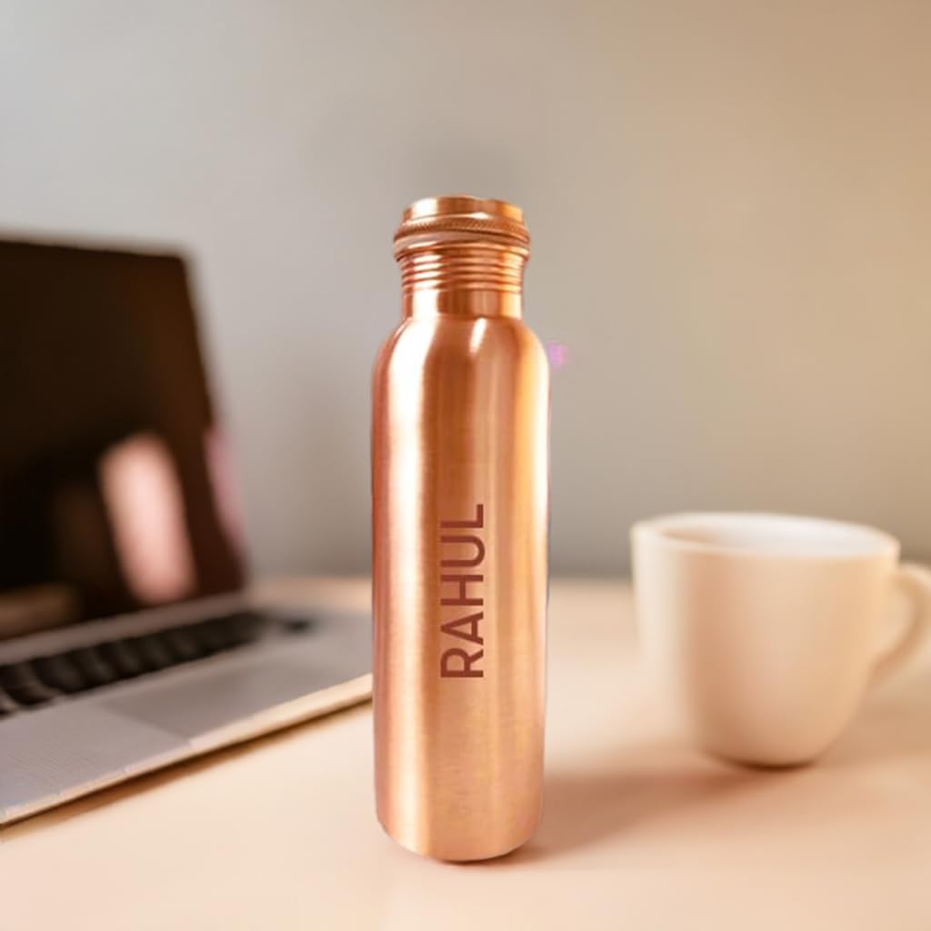 Customizable 950ml Pure Copper Water Bottle for Immune Boost, Digestion & Heart Health - Personalized with Name/Logo - Eco-Friendly Reusable Bottle for Gym, Yoga, Office & Travel
