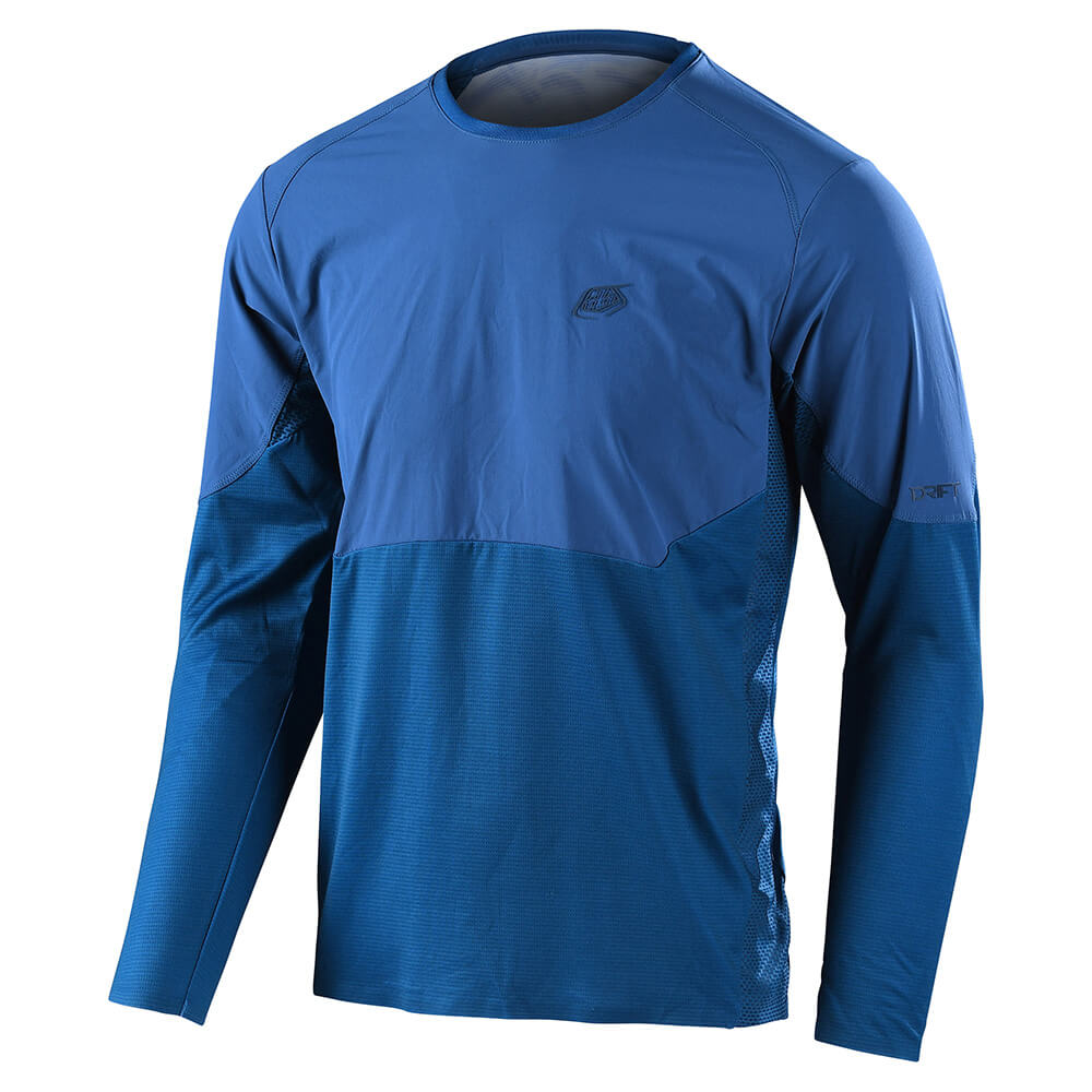 Drift LS Jersey - Solid Dark Slate Blue Men's Long Sleeve Cycling Shirt | Comfortable Performance Wear for Road Biking & Mountain Cycling