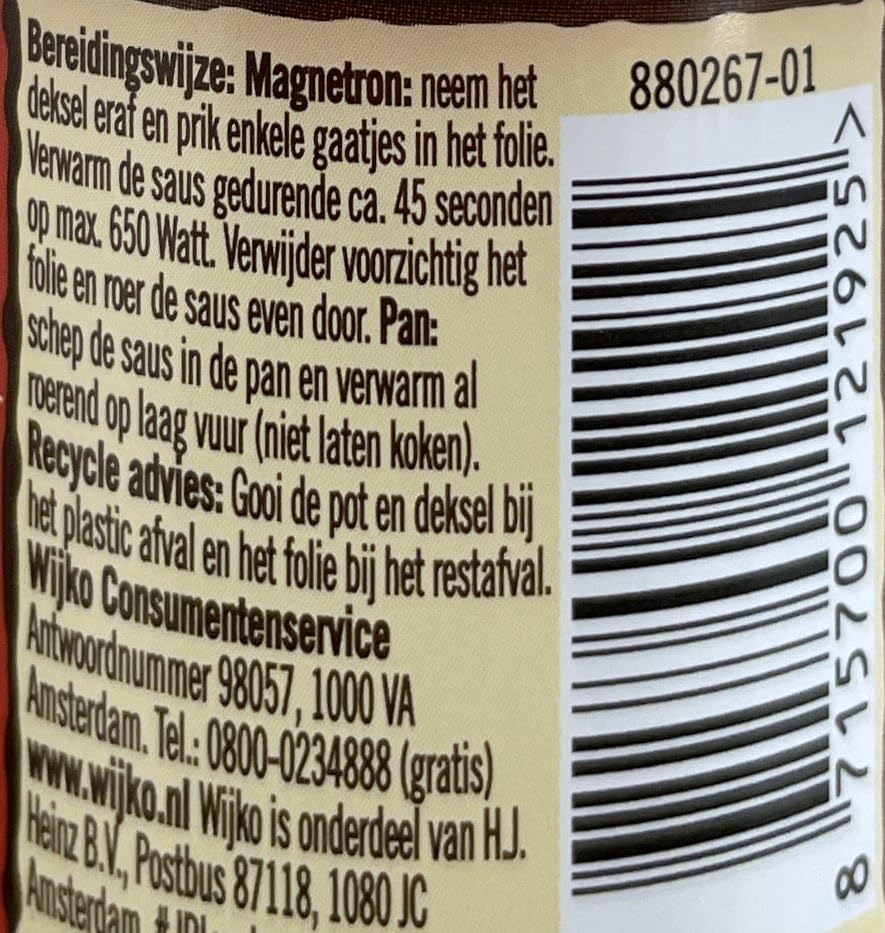 Wijko Satesaus - Authentic Indonesian Peanut Sauce from Holland (525g) | Sharp & Ready-to-Use Satay Sauce for Chicken, Meat & Asian Dishes | Dutch Imported Peanut Butter Sauce | Perfect for BBQ, Stir Fry & Dipping | Set of 3 Holland-Box by Vriens