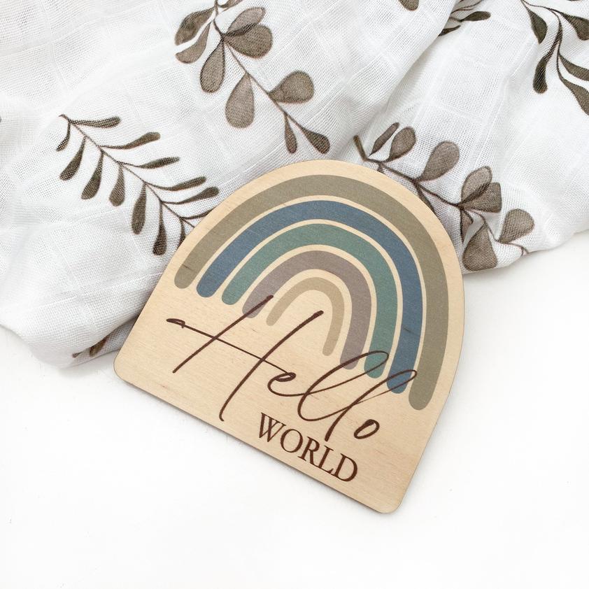 Personalized Timber Baby Announcement Milestone Plaques - Rainbow Series for Newborn Photo Props, Nursery Decor & Gender Reveal Gifts