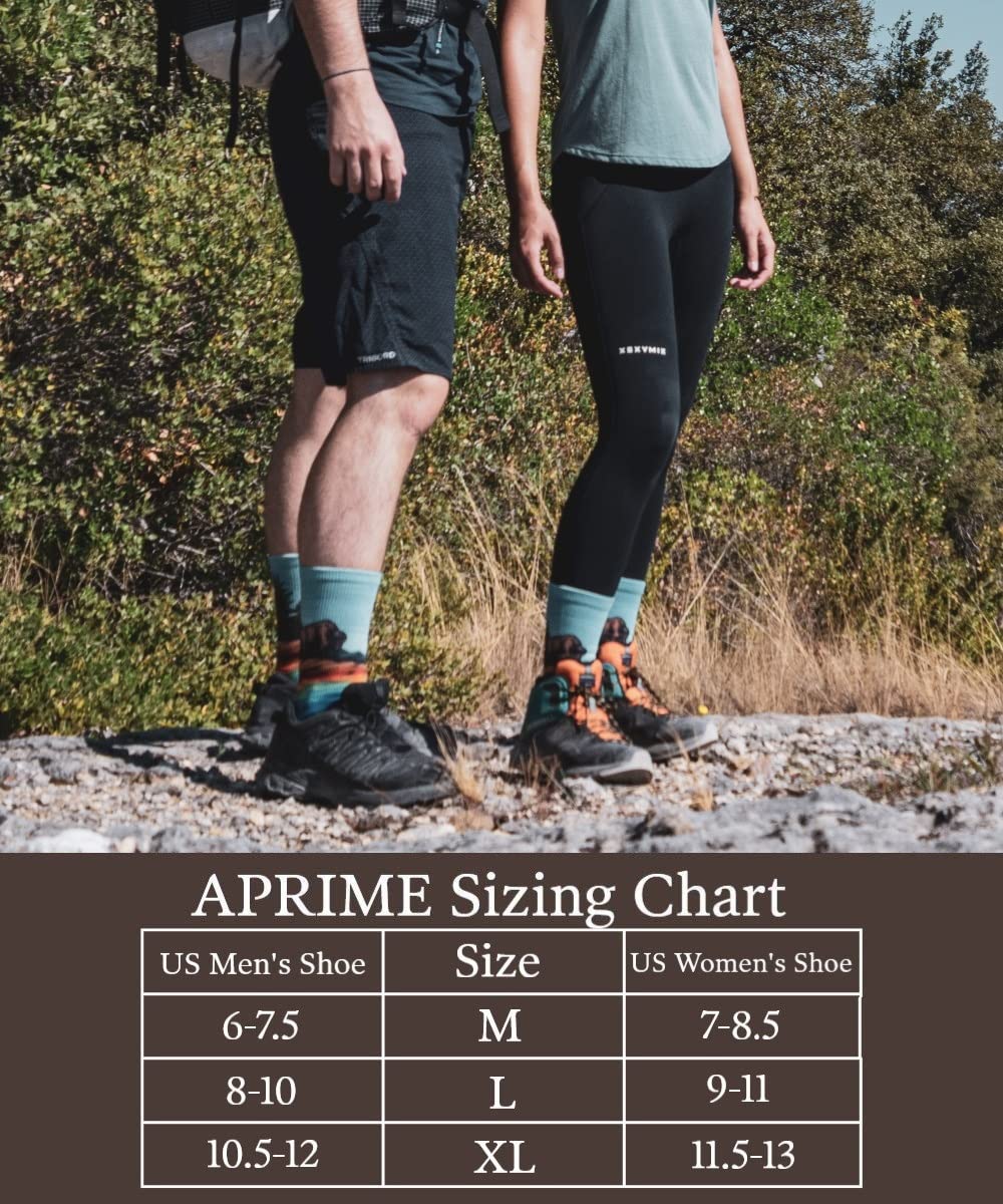 APRIME Cushion Hiking Socks for Men & Women - Moisture Wicking, Breathable Trail Running & Trekking Socks - Perfect for Outdoor Adventures, Cycling & Camping