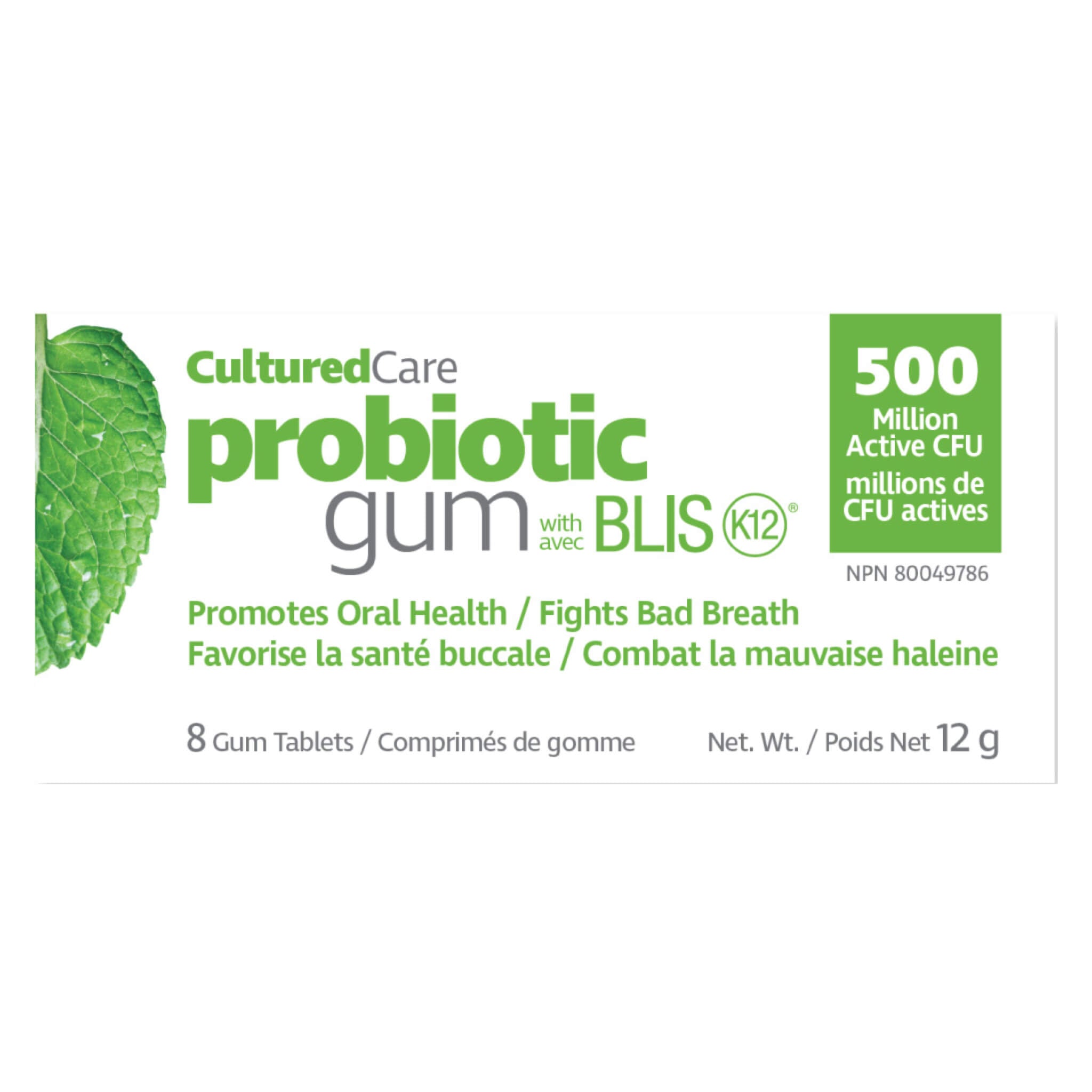 CulturedCare Probiotic Gum for Oral Health - Sugar-Free Dental Chewing Gum with Probiotics for Fresh Breath & Gut Health - Ideal for Travel, Work, and Daily Oral Care