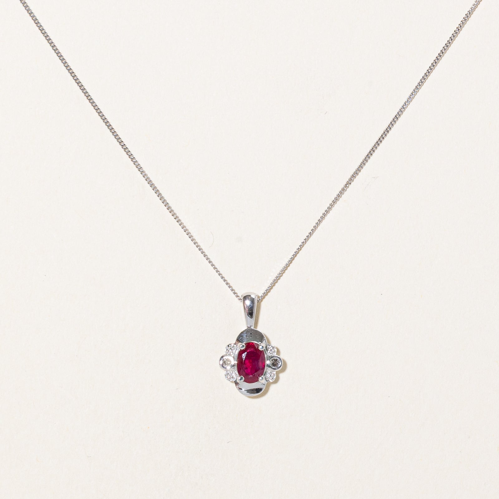 Exquisite 0.50ct Oval Cut Ruby & 0.02ct Diamond Pendant Necklace in 18K Gold - Elegant Jewelry Gift for Women, Perfect for Anniversaries, Valentine's Day & Special Occasions