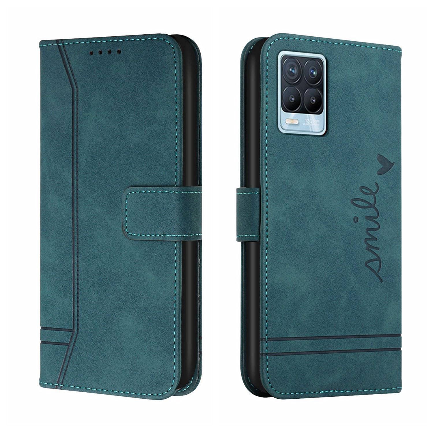 Premium Ultra Thin PU Leather Magnetic Flip Cover Case for Realme 8 Pro - Military Green | Kickstand & Card Slots | Perfect for Work, Travel & Daily Protection