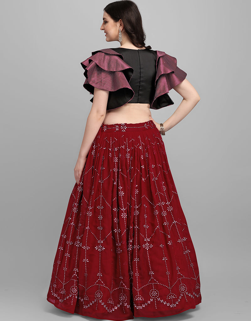 Elegant Black Georgette Lehenga Choli for Women - Traditional Indian Bridal Wear, Wedding & Festive Occasion Outfit