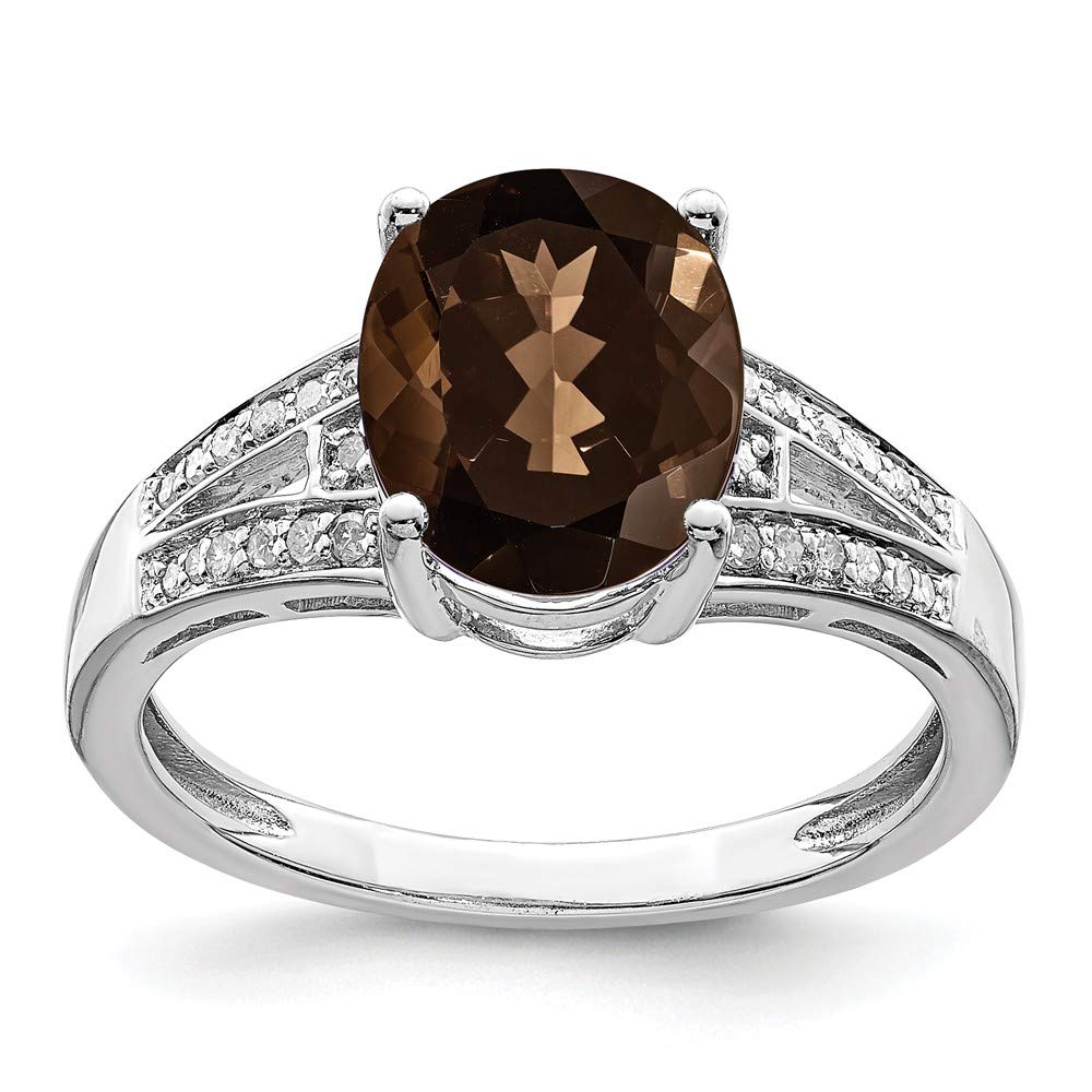 925 Sterling Silver Diamond & Chocolate Brown Smoky Quartz Engagement Ring (0.11 CTTW) - Perfect for Proposals, Weddings & Anniversary Gifts