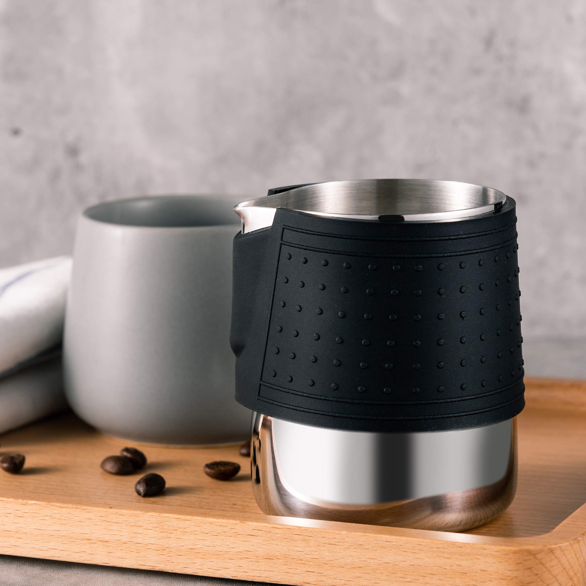 Premium 12oz (350ml) Stainless Steel Milk Frothing Pitcher for Latte Art - Barista-Grade Coffee Frother Jug with Heat-Resistant Silicone Grip for Perfect Cappuccino & Latte - Ideal for Home Baristas & Coffee Shops
