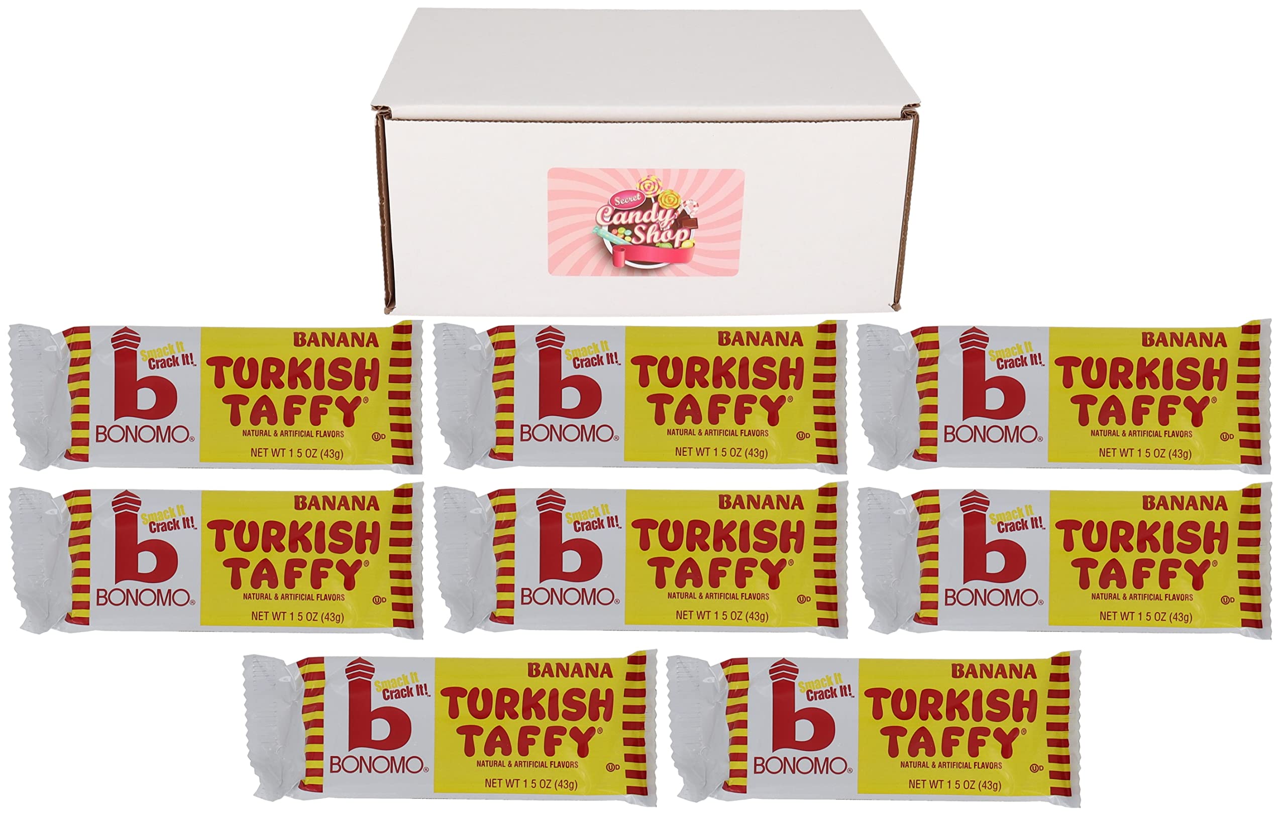Bonomo Turkish Taffy Candy - Banana Flavor (Pack of 8) | Chewy, Stretchy Classic Candy | Perfect for Parties, Gifts & Nostalgic Treats