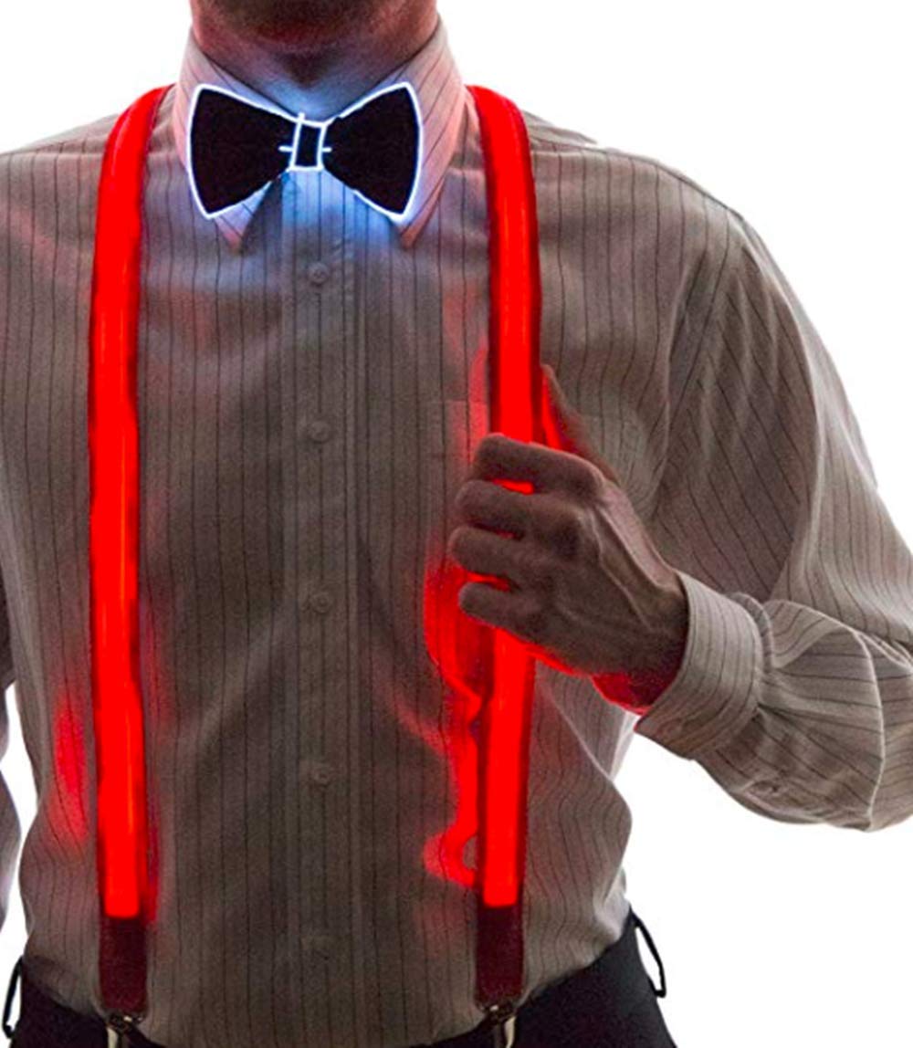 Glowing LED Bow Tie - Adjustable Light Up Bowtie with EL Wire for Men & Women - Perfect for Raves, Parties, Halloween & Cosplay Costumes