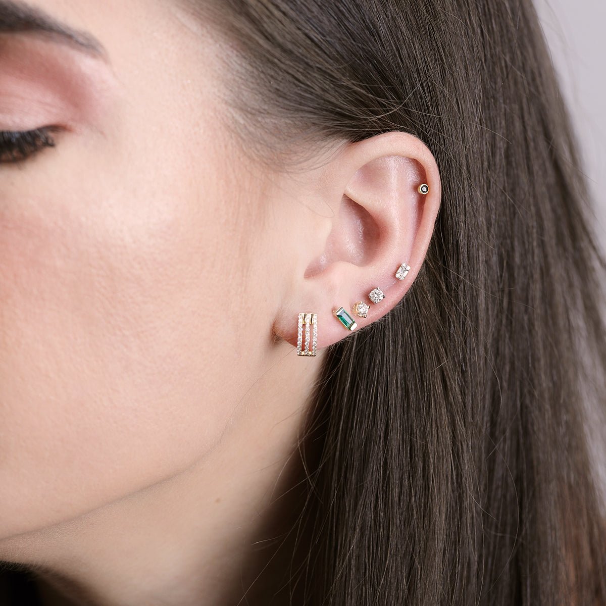 14K Solid Yellow Gold Emerald Baguette Stud Earrings - Elegant Everyday Jewelry for Women, Perfect Gift for Birthday, Anniversary & Special Occasions