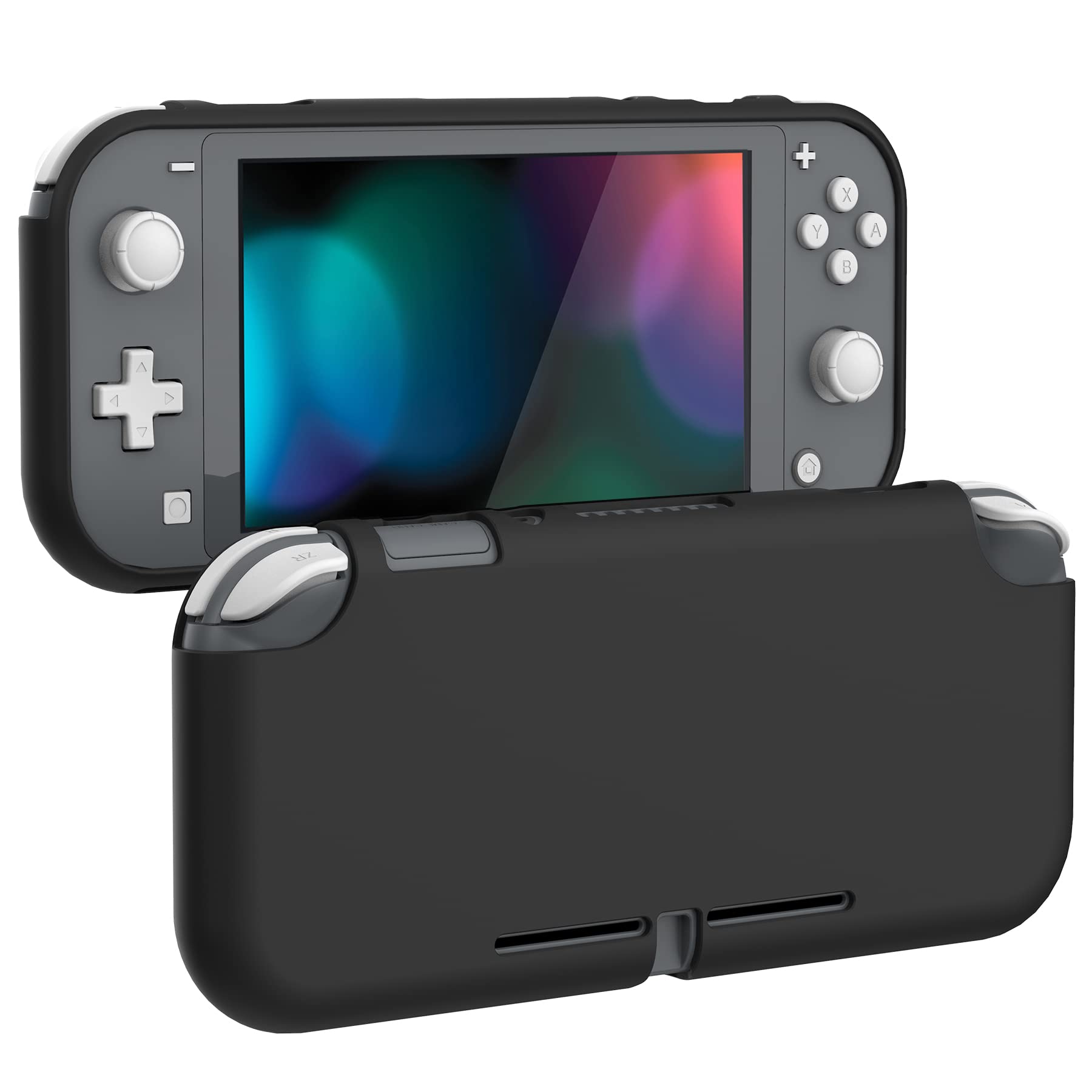 Playvital Black Custom Protective Case for Nintendo Switch Lite - Soft TPU Slim Shockproof Cover with Anti-Scratch | Perfect for Travel, Gaming, and Daily Protection