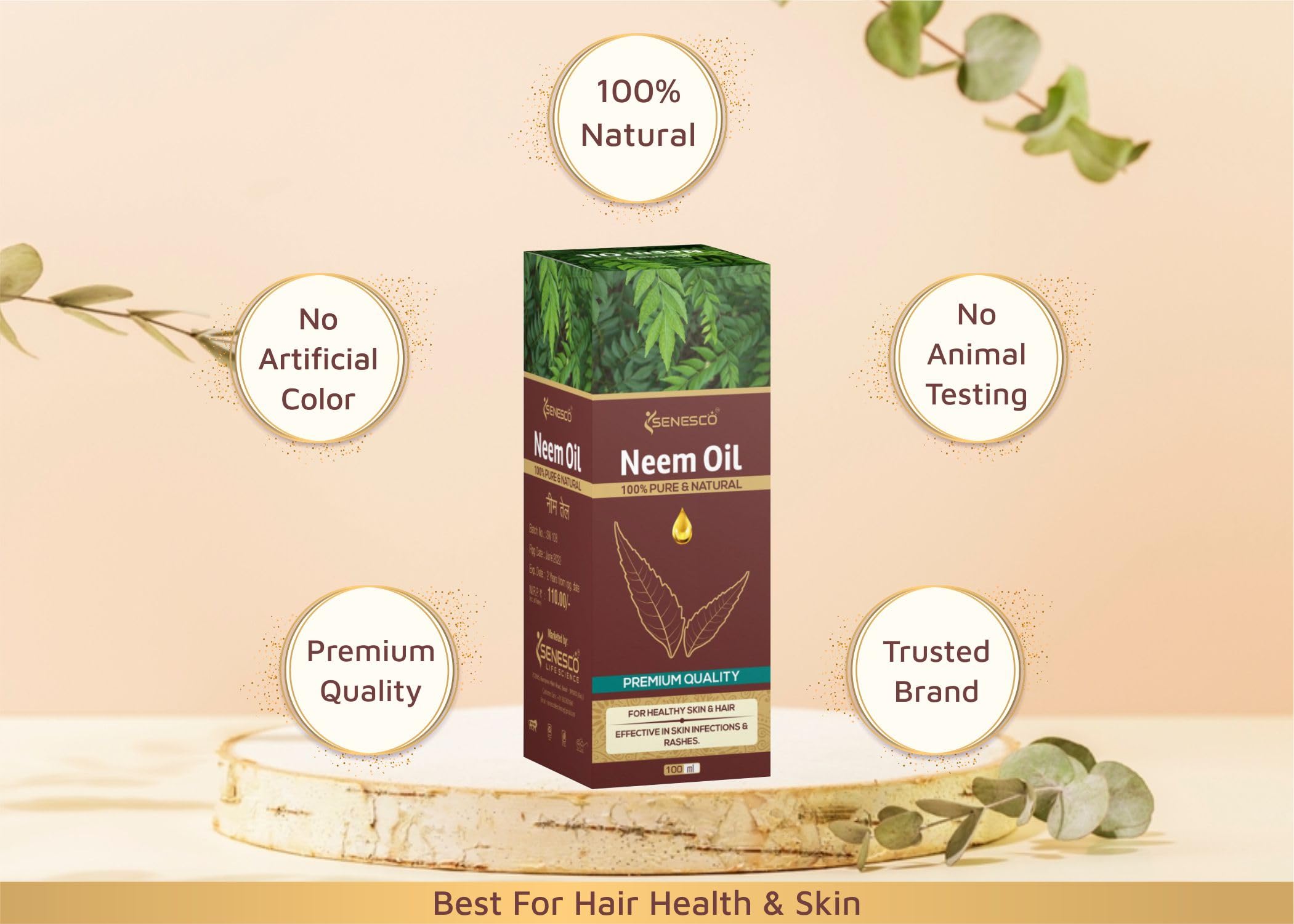 Organic Neem Oil for Plants - 100% Pure Cold Pressed Neem Oil for Skin, Hair & Garden - Natural Pest Control & Fungicide for Indoor & Outdoor Plants - Hydrating Moisturizer for Face, Scalp & Body Care