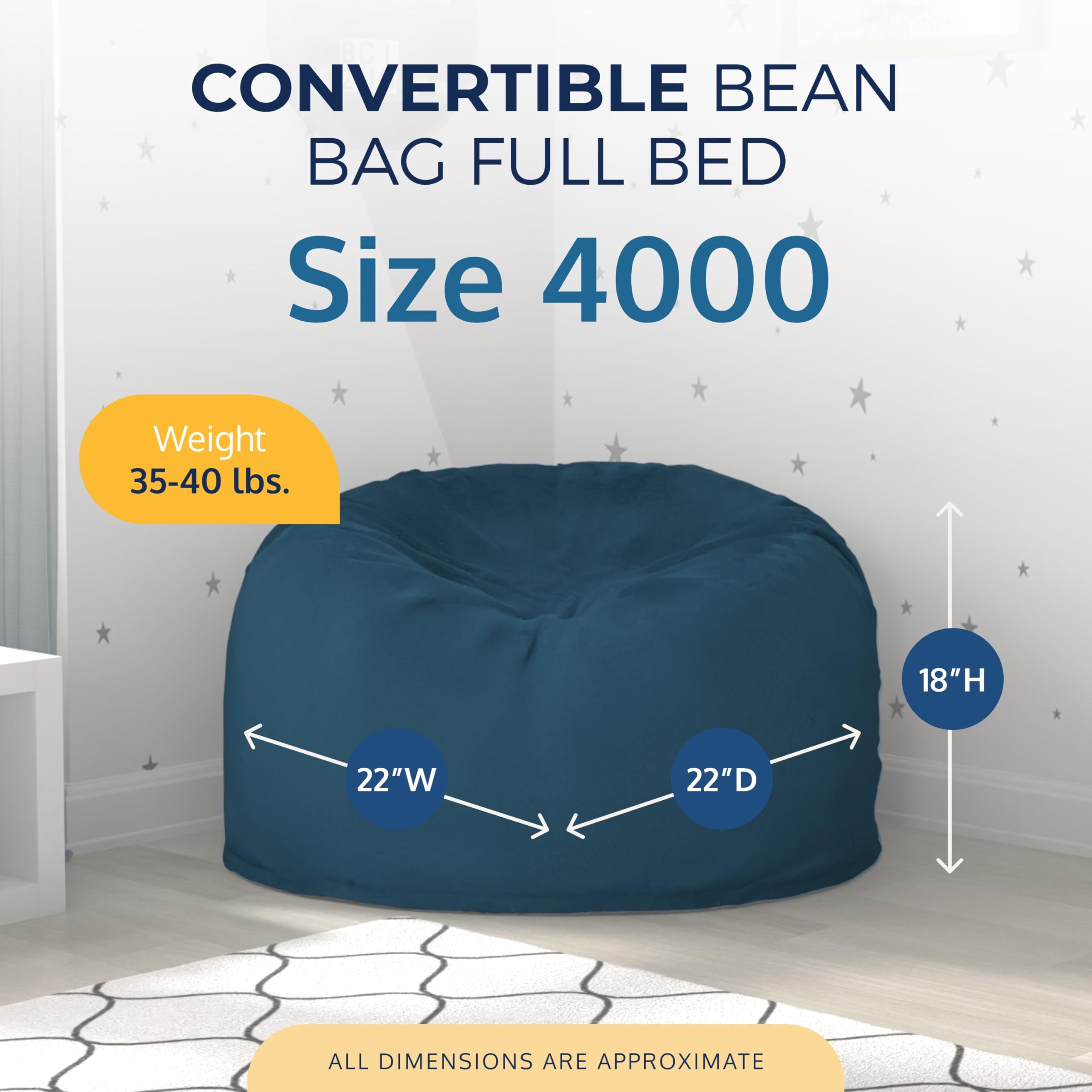 ULTIMATE SACK 4ft Oversized Bean Bag Chair with Footstool for Adults - Super Soft Cloud Fur Lounge Chair | Perfect for Living Room, Bedroom, Game Room & Dorm Relaxation