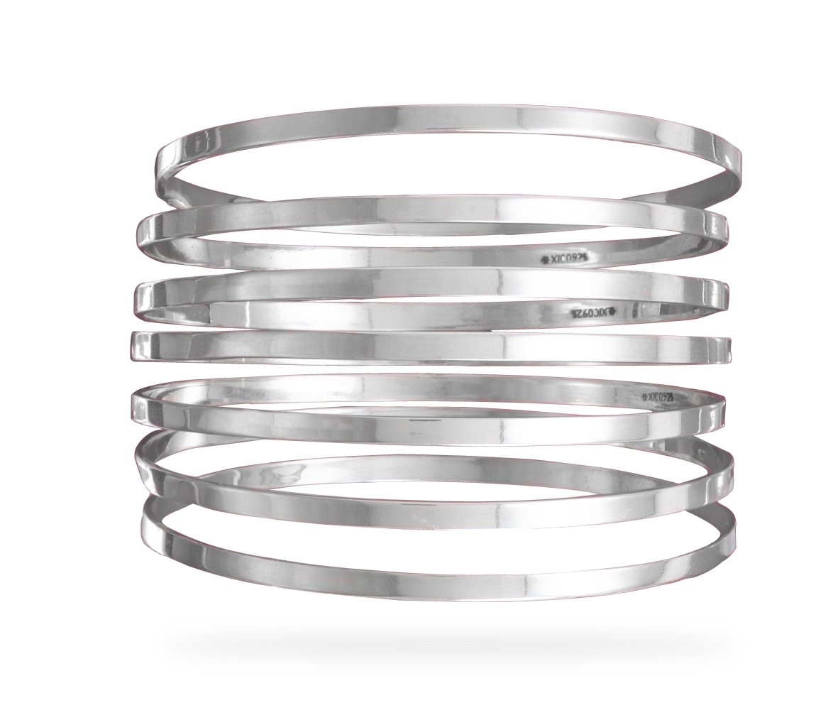7-Piece Sterling Silver Bangle Bracelets Set for Women - Minimalist Stackable Cuff Bracelet Jewelry for Everyday Wear, Gifts & Special Occasions