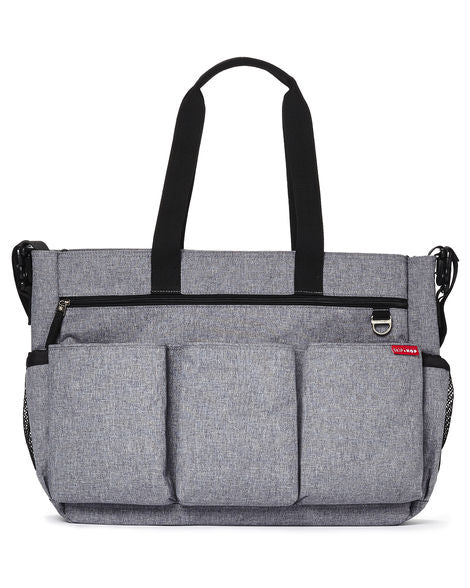 Skip Hop SH230100 Duo Signature Double Diaper Bag - Heather Grey | Stylish & Spacious Baby Essentials Organizer for Moms & Dads | Perfect for Daycare, Travel & On-the-Go Parenting