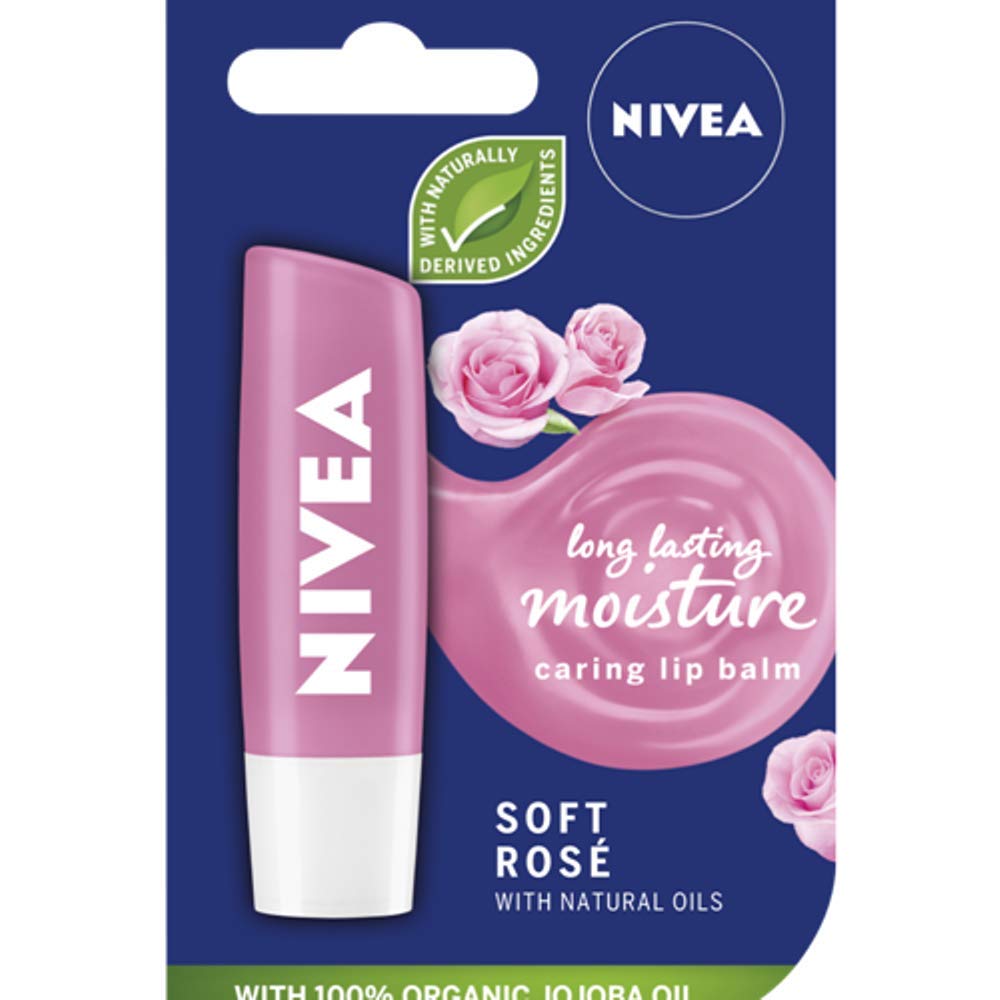 Nivea Lip Soft Rose Lip Balm Blister Pack - Pack of 4 | Hydrating & Moisturizing Lip Care for Dry Lips | Perfect for Daily Use, Travel & On-the-Go