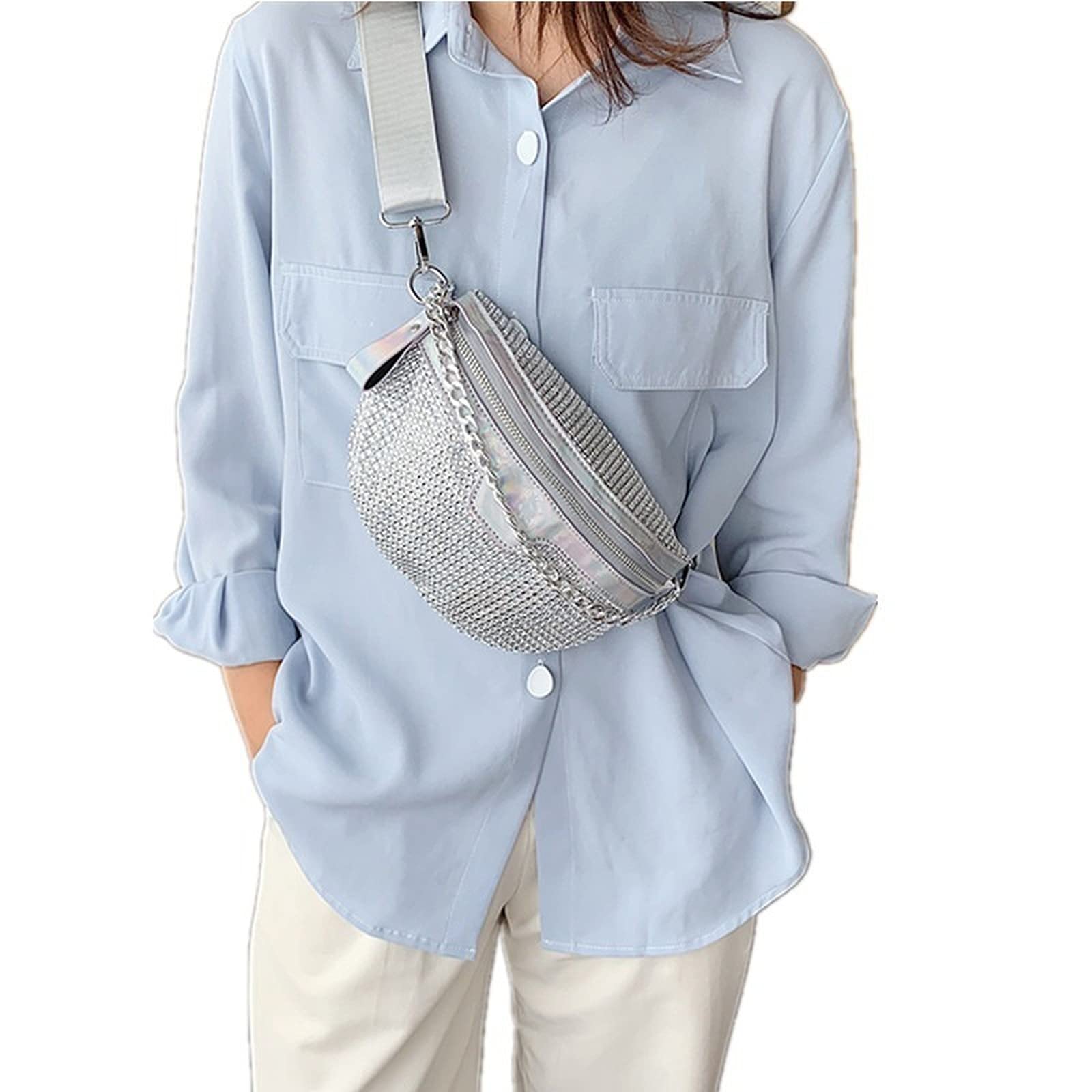 Sparkly Rhinestone Chest Bag for Women - Stylish Fanny Pack, Belt Bag & Crossbody Purse - Perfect for Parties, Travel, Beach & Outdoor Adventures