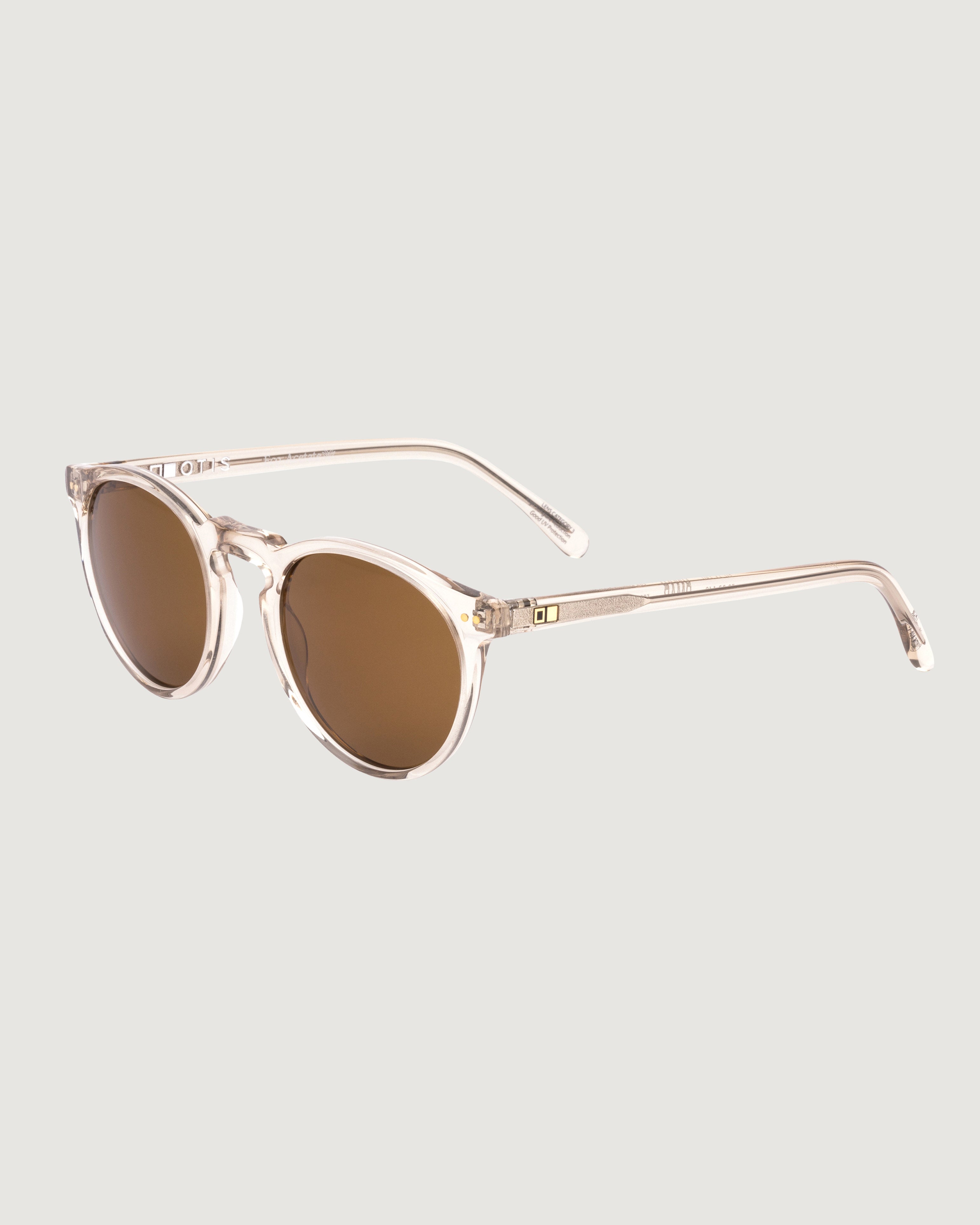 OTIS Omar Sunglasses - Eco-Friendly Crystal Sand & Brown Frames - UV Protection for Outdoor Activities, Beach, and Driving