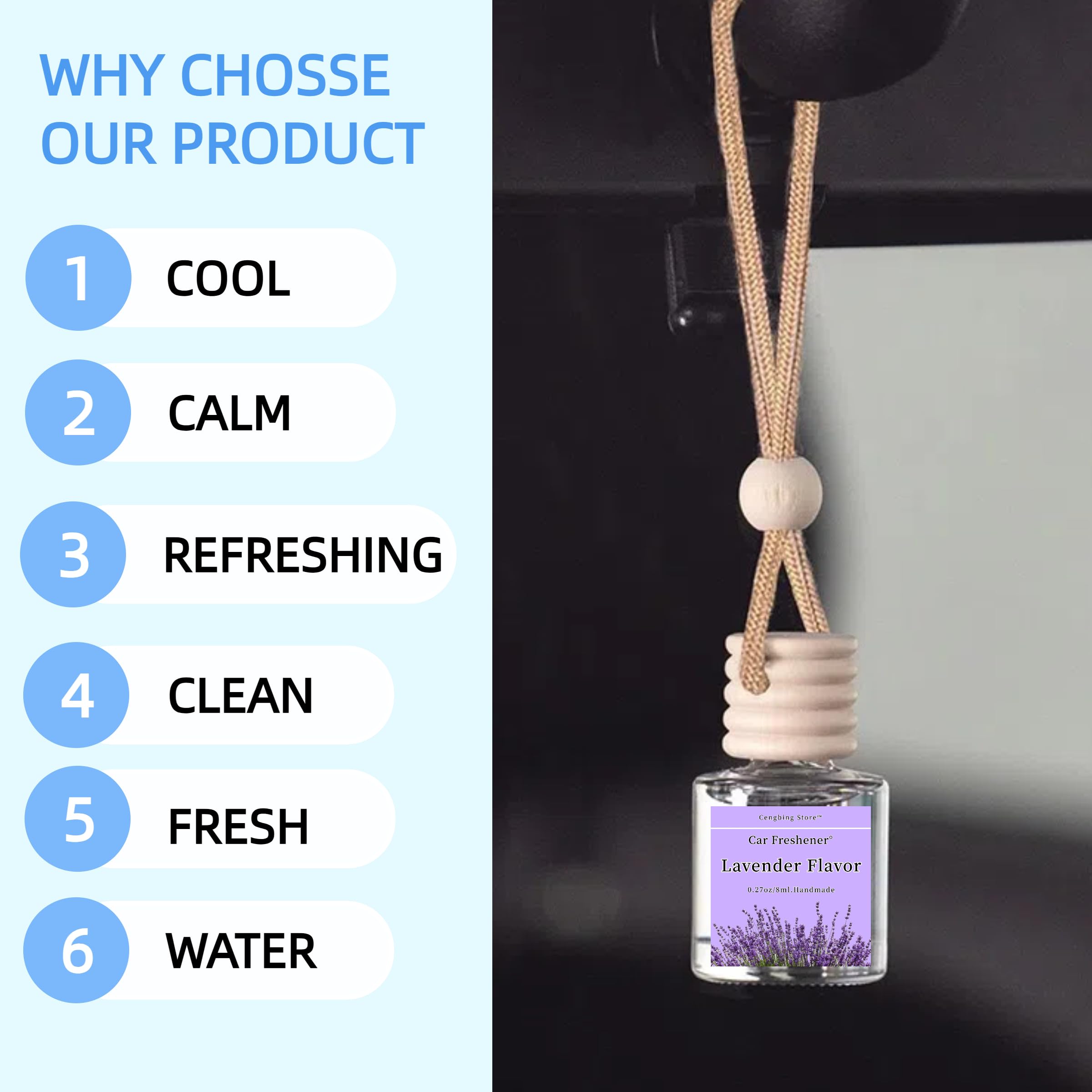 3PCS Long-Lasting Vanilla Car Air Fresheners Hanging - Best Smart Auto Scent Diffuser with Essential Oils, Car Perfume & Aroma Hanging Bottle for Fresh Cabin Air - Perfect for Cars, Trucks, SUVs & Office Spaces