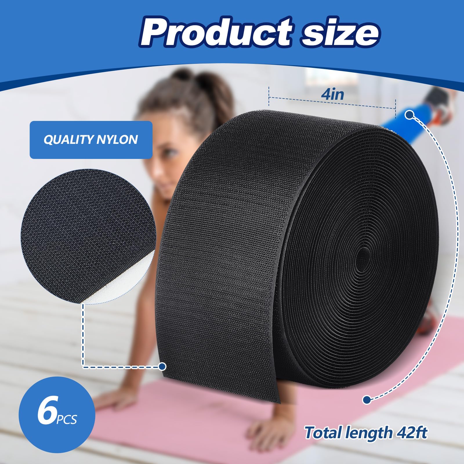 Shappy 6 Rolls 252 ft Gymnastics Mat Hook Fastener - 4