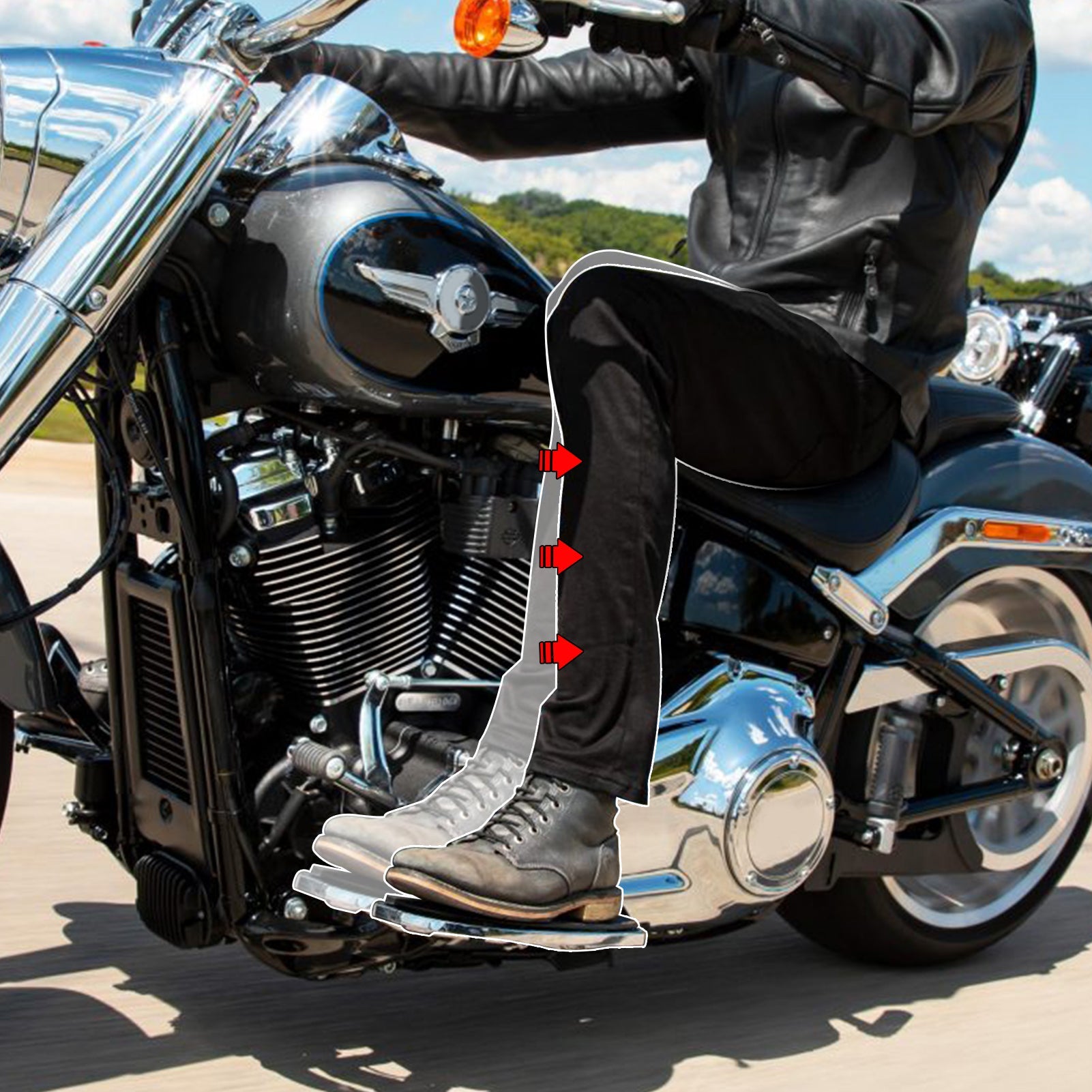 Harley Softail FL Foot Control Extension Spacers for 2018-2025 Models - Driver Floorboard Upgrade for Comfort & Control - Perfect for Long Rides & Custom Bike Builds