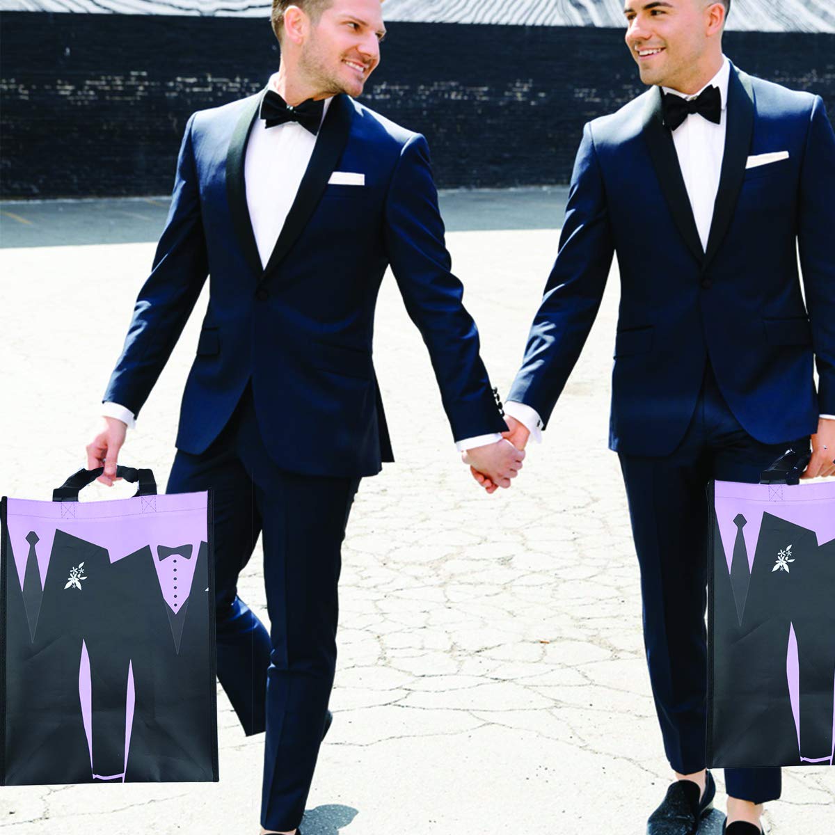 Eco-Friendly Non-Woven Wedding Tote Bags - Perfect Bridal Party Welcome Gifts & Wedding Favors (Lilac) - Great for Bridal Showers, Rehearsal Dinners & Guest Souvenirs