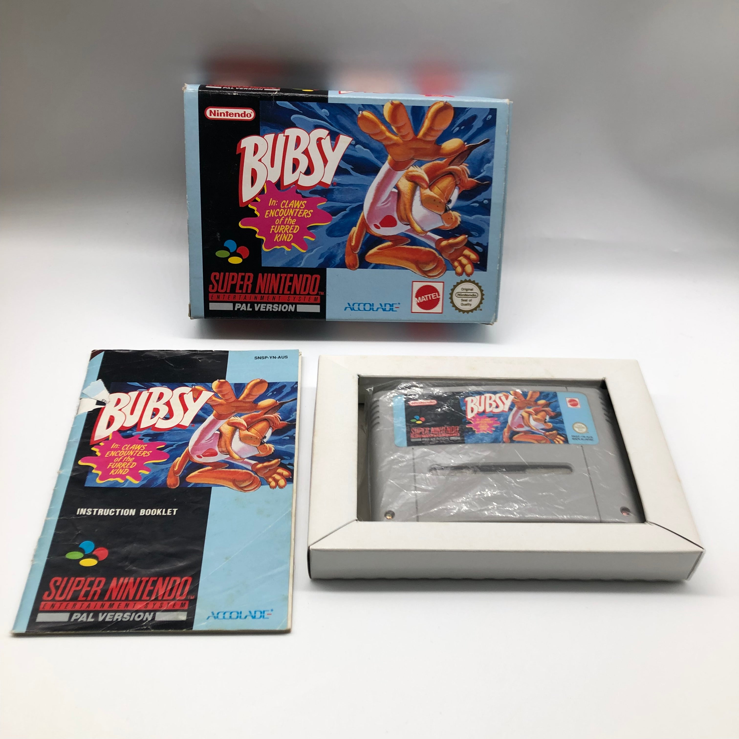 Bubsy SNES Game - Complete in Box for Super Nintendo (PAL Version) - Perfect for Retro Gaming Collectors & Nostalgic Play