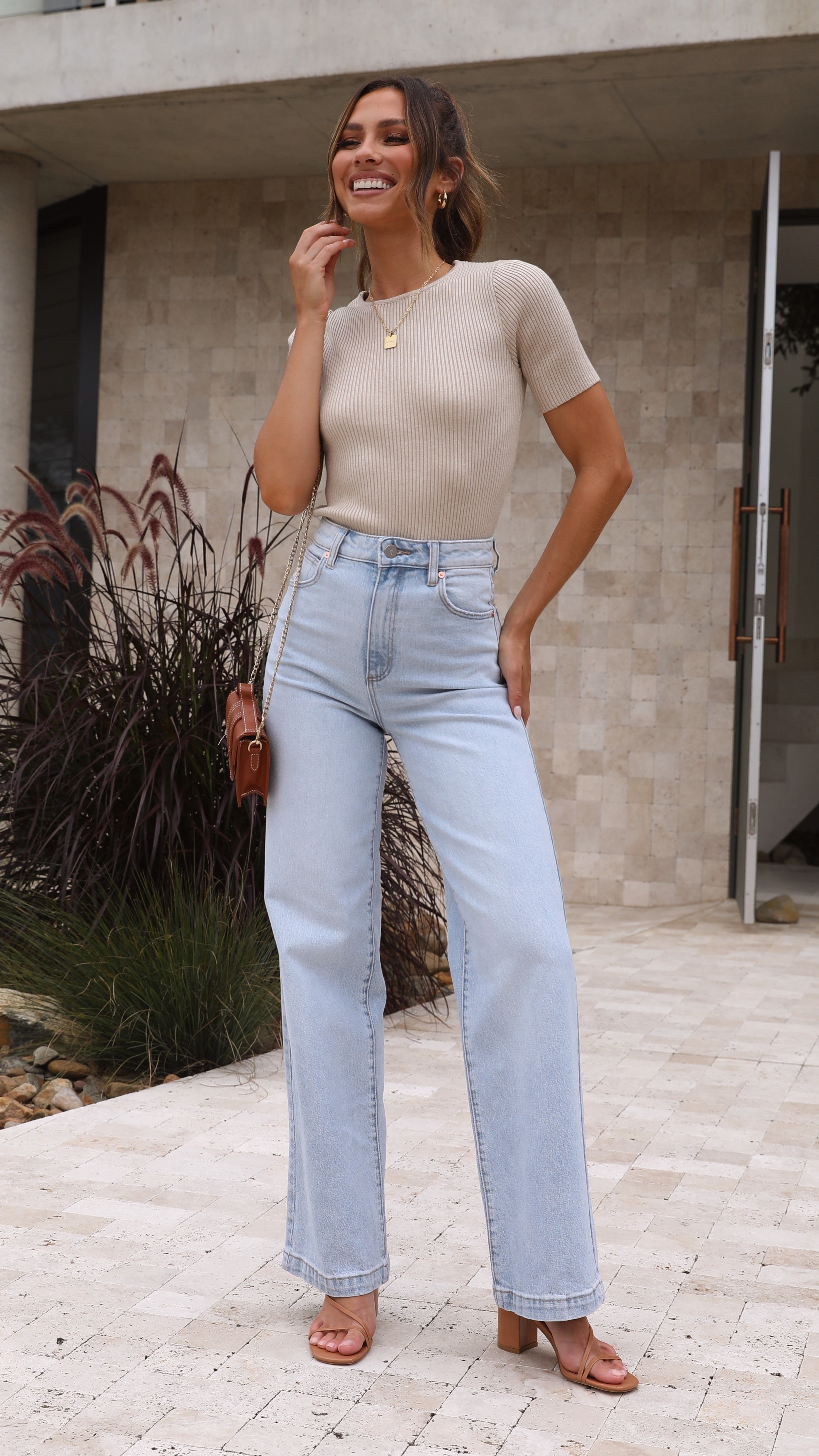 Laylin Ribbed Knit Top Women's Casual Long Sleeve Shirt - Soft Oatmeal Color for Fall & Winter Outfits | Perfect for Work, Date, and Everyday Wear