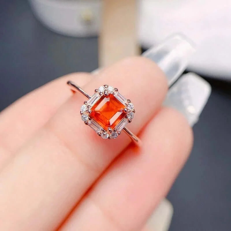 18K Gold Spessartite Garnet January Birthstone Ring for Women - Elegant Jewelry Gift for Birthday, Anniversary & Special Occasions | FME R359