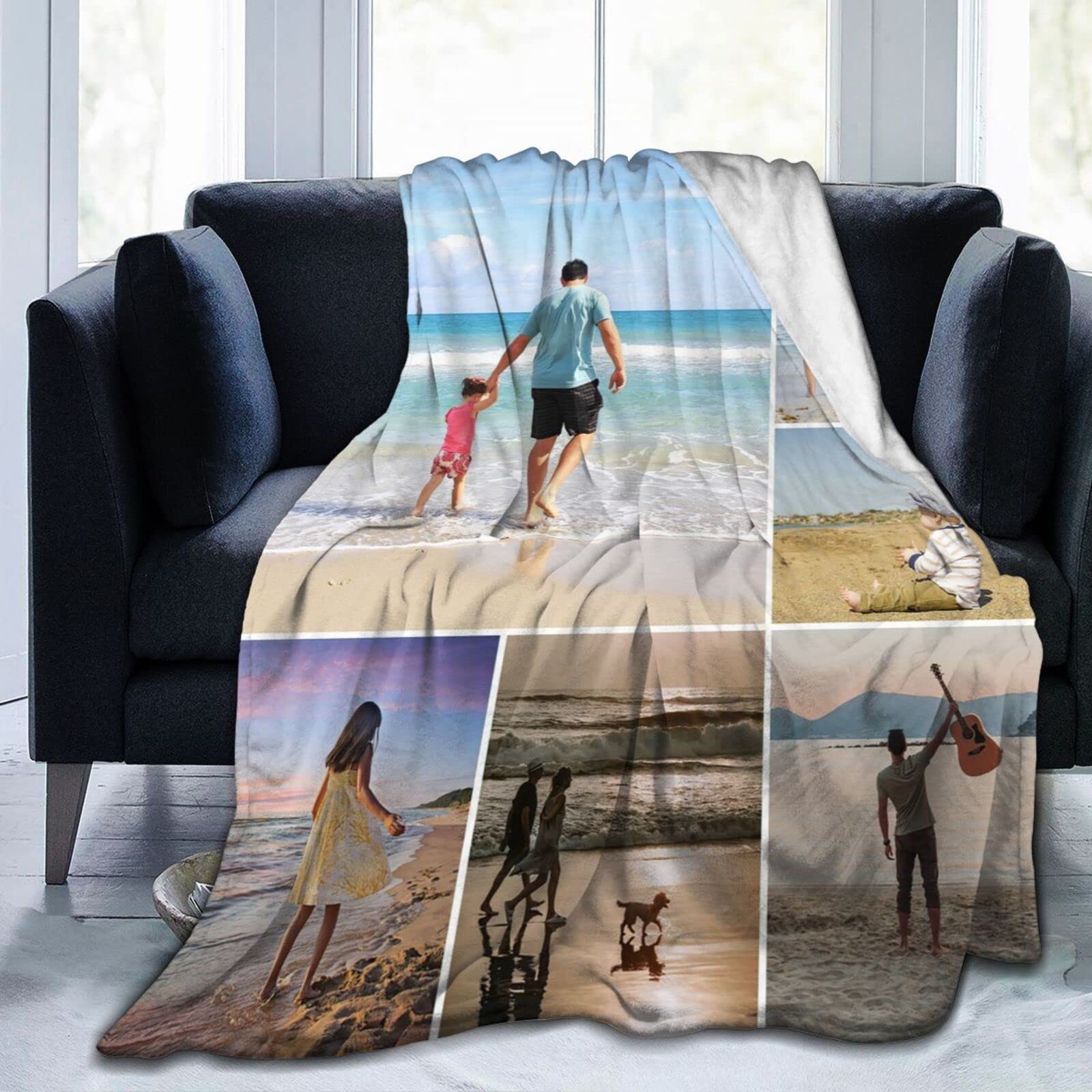 Custom Photo Blanket Personalized with Text - 80