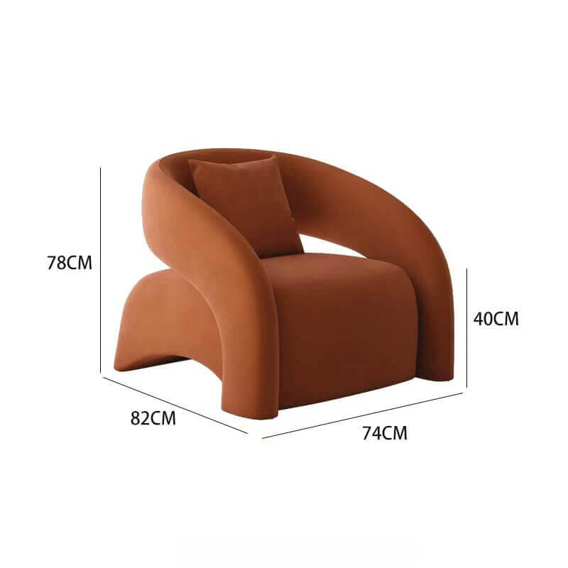 Modern Curved Hollow Back Sofa - Orange/Blue/Yellow/White Boucle/Velvet Accent Chair for Living Room, Bedroom, or Office - Stylish Mid-Century Lounge Seating with Comfortable Cushions