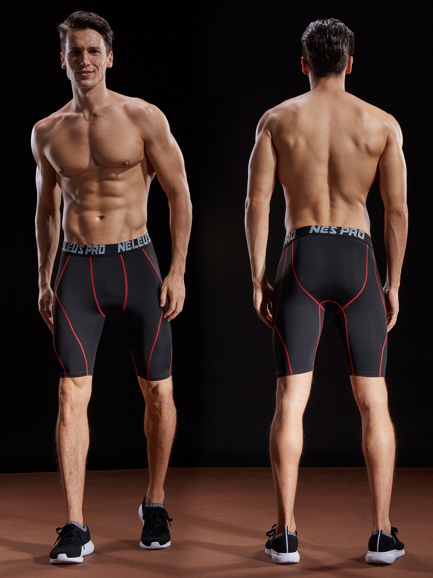 NELEUS Men's Compression Shorts 3-Pack - Moisture Wicking, Breathable & Anti-Chafing Workout Shorts for Running, Gym & Sports