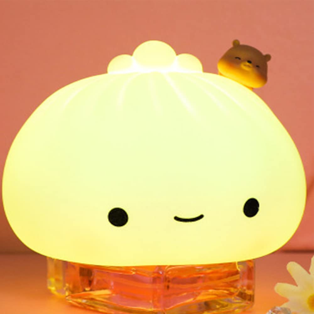 USB Rechargeable Silicone Squishy Dumpling Night Light - 7 Color Changing LED Baby Sleep Lamp for Nursery, Bedroom & Christmas Decor | Cute Mood Lighting for Kids Room, Gift Idea
