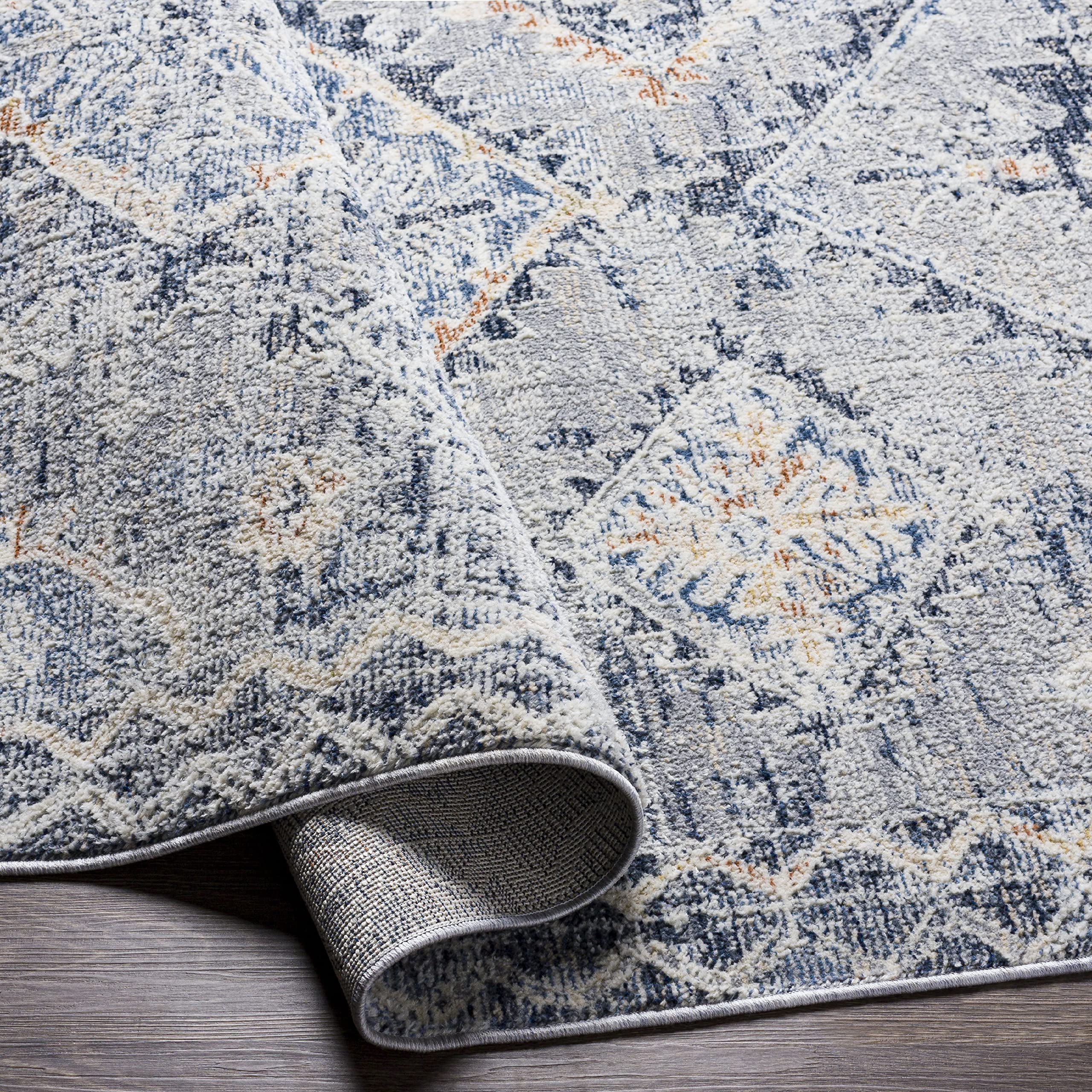 Mark&Day Allen Traditional Navy Area Rug 9x13 - Blue White Grey Carpet for Living Room, Bedroom, Kitchen - Soft & Durable 8'10