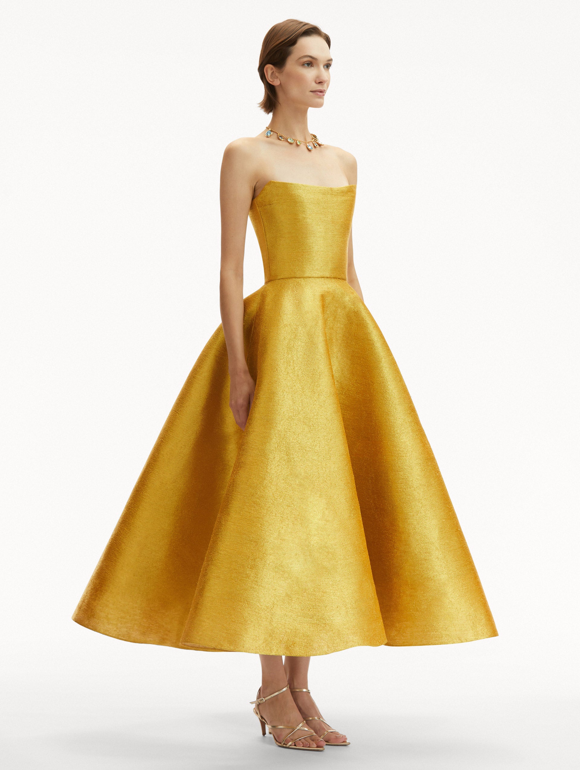Elegant Metallic Threadwork Cocktail Dress for Women - Perfect for Evening Parties, Weddings & Special Occasions