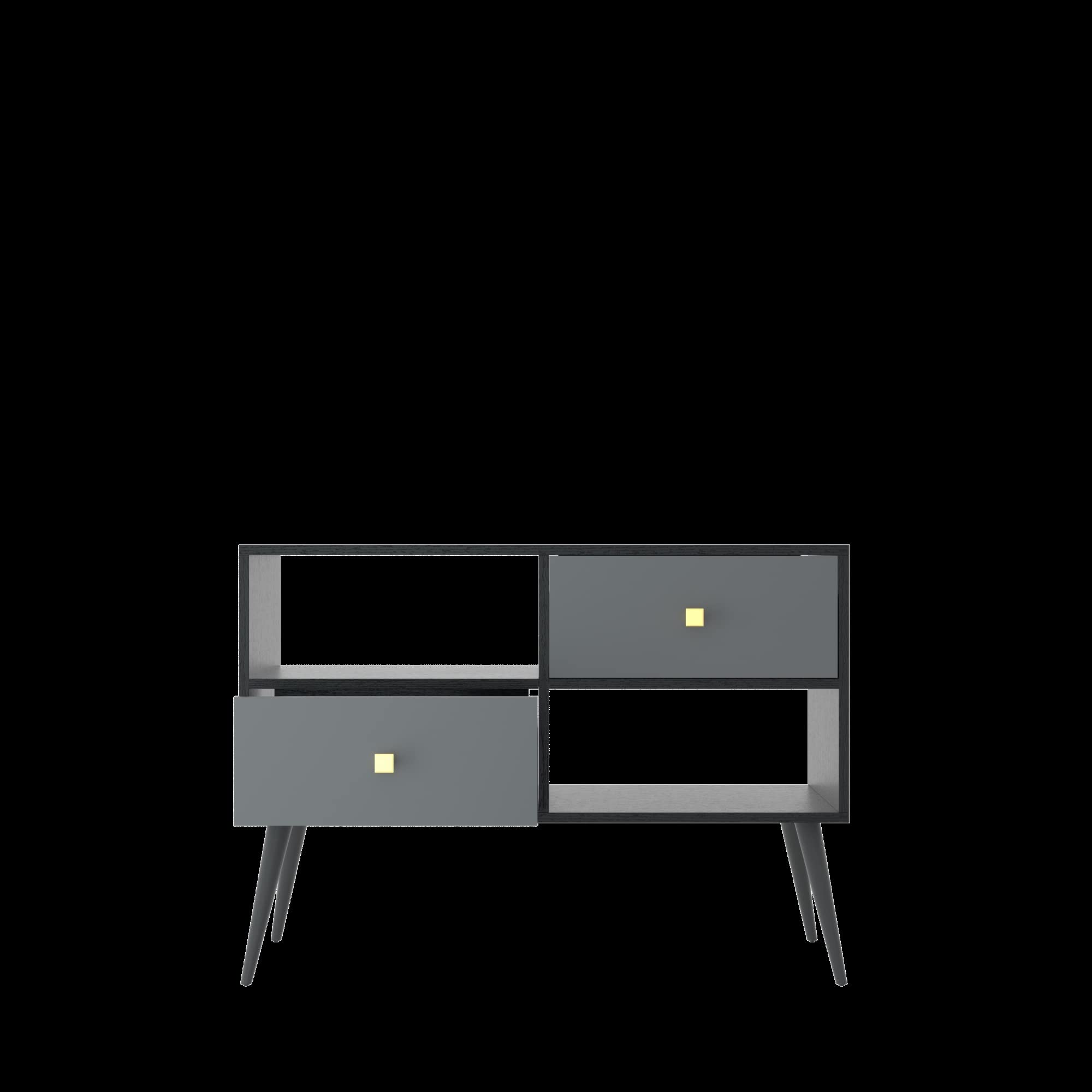 Black Oak & Grey Filing Cabinet with Drawers for Home Office Storage