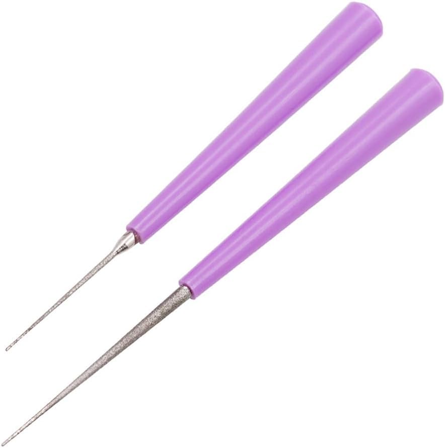 2-Piece Purple Diamond Tipped Bead Reamer Tool Set for DIY Jewelry Making - Pearl & Bead Hole Expander & Enlarger Hand Tools - Perfect for Crafting Necklaces, Bracelets & Earrings