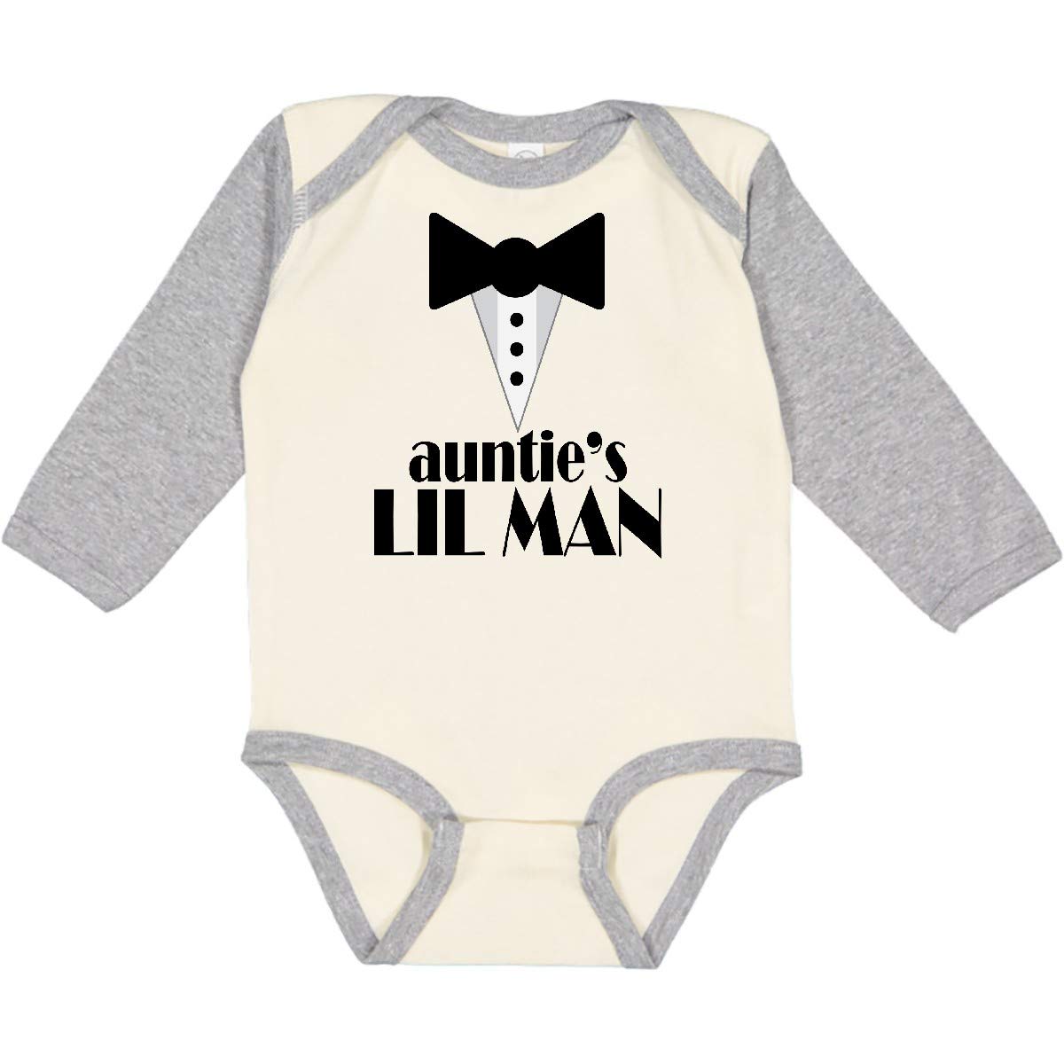Inktastic Auntie's Lil Man Long Sleeve Baby Bodysuit - Soft Cotton Creeper for Newborns & Infants - Perfect for Family Photos, Holidays & Everyday Wear